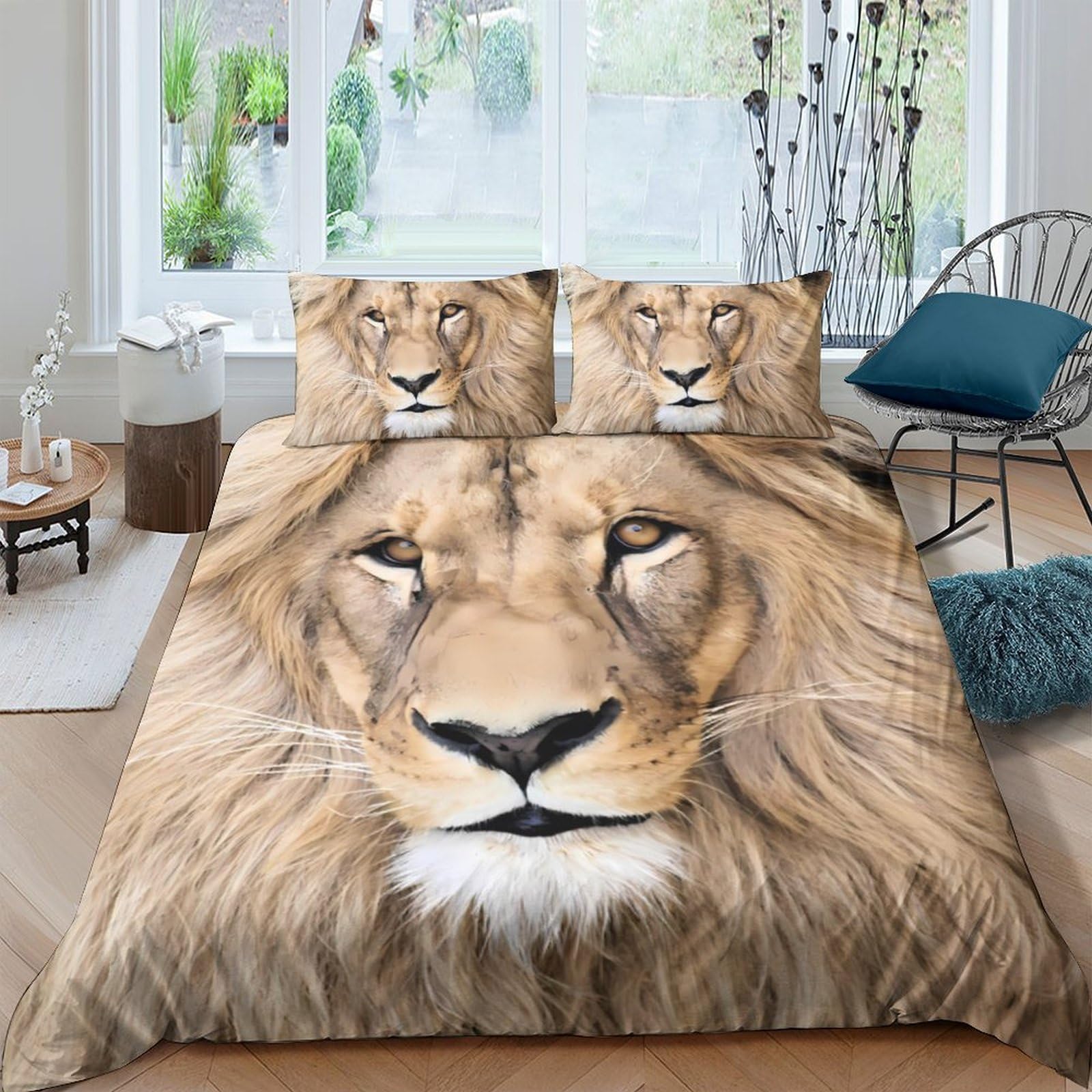 Ctjqhvkz Style-8 3D Printed Lion Face Fitted Sheet Microfiber Soft Anti-Slip Animal Bed Cover For Bedroom Dorm Mattress Protection Decor Single（135X200cm）