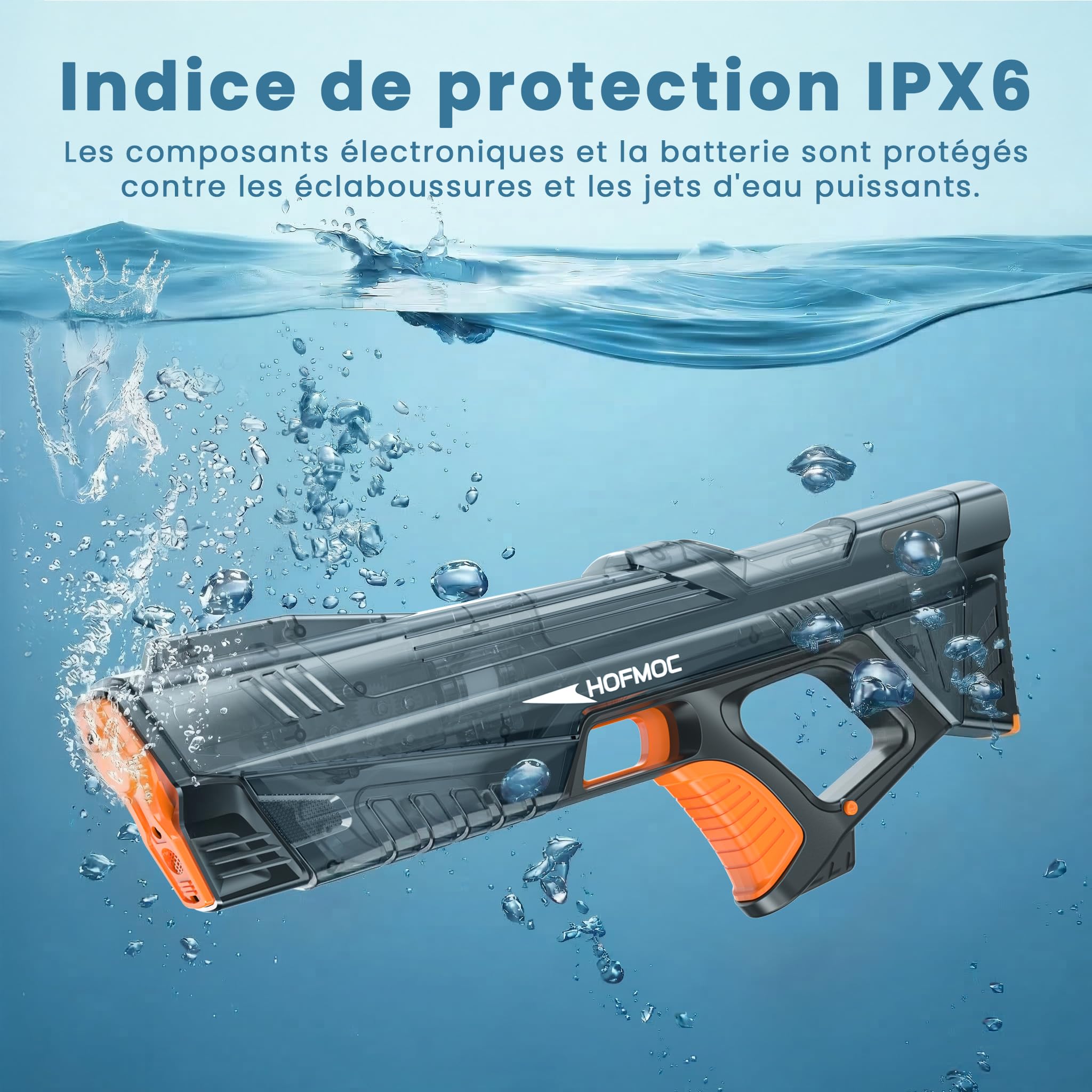 Pistolet à Eau électrique pour Adultes et Enfants, Lot de 2 Pistolets, étanche IPX6, portée de 8 à 10 m, Remplissage Automatique, lumières LED, 4 Piles (1,5 h), Jouet de Piscine