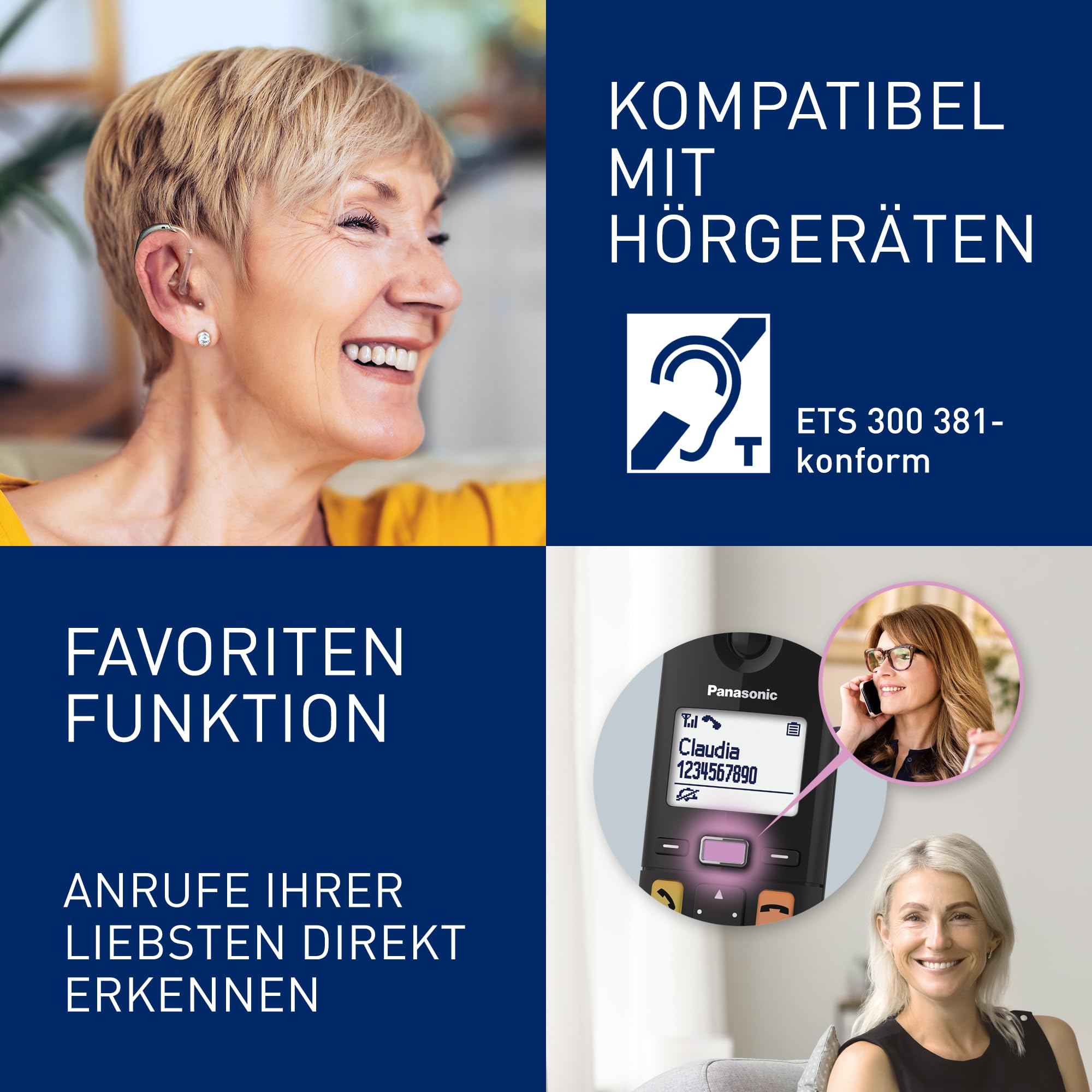 Panasonic KX-TGU130EXB digitales schnurloses Telefon mit Anrufbeantworter, Basisstation & 1 Mobilteil, LCD-Display, große Tasten, Schwarz