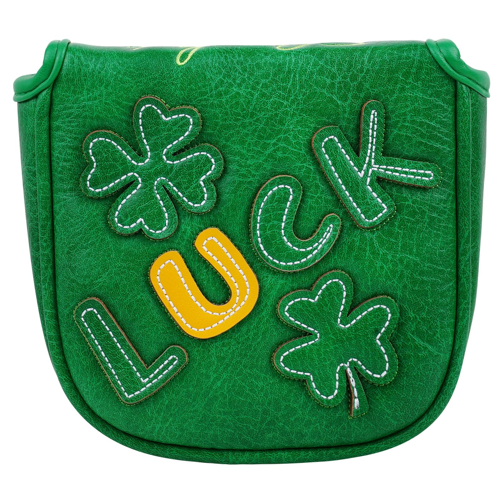 Golf Mallet Square Putter Cover Heel-Shaft Headcovers Fits for S p i d e r X EX TOUR Magnetic Green PU Leather Clover