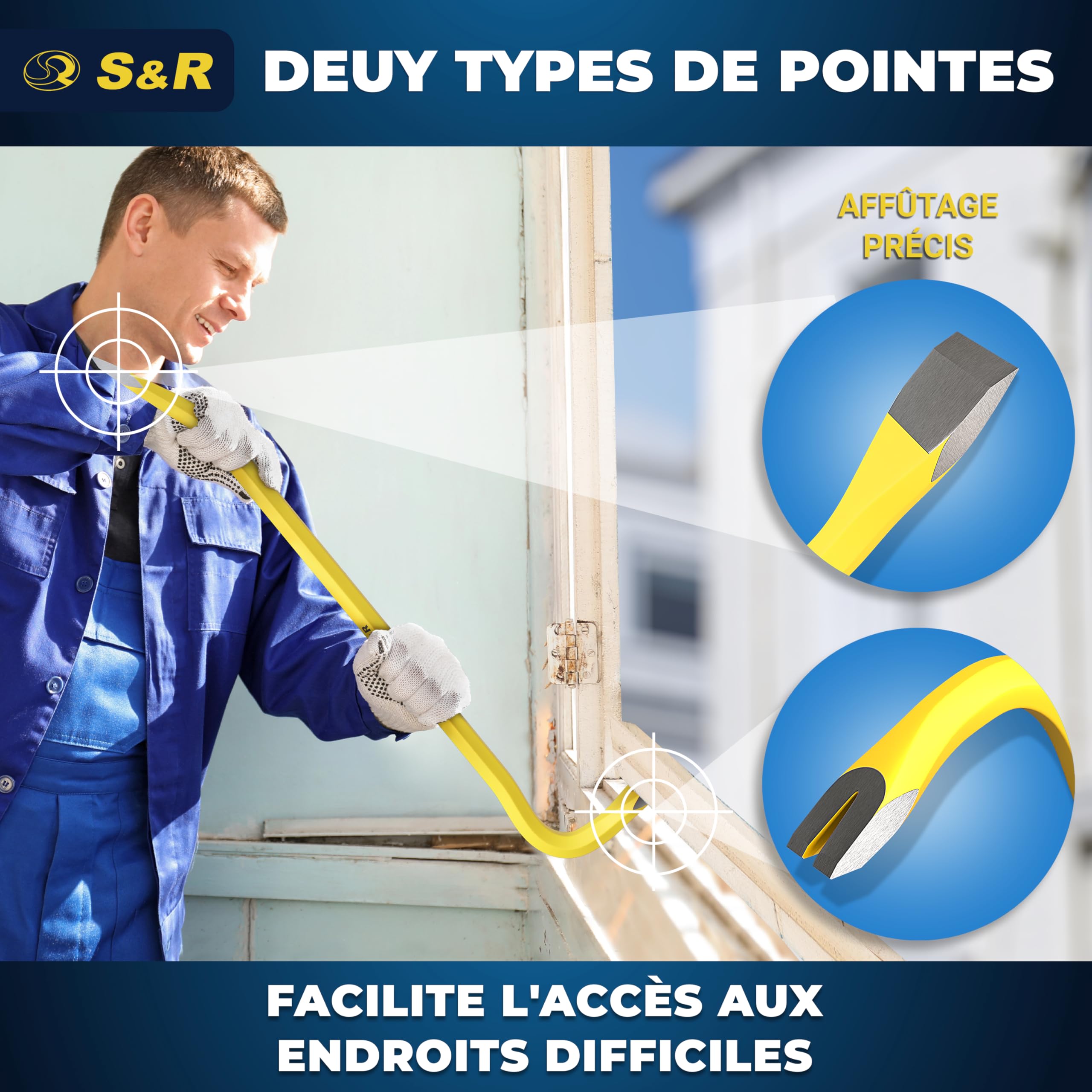 S&R 2 Pieds-de-Biche Professionnels 50 cm et 80 cm – Arrache-Clous Pied de Vache Pince à décoffrer Bois Clous Palettes et Matériaux de Construction