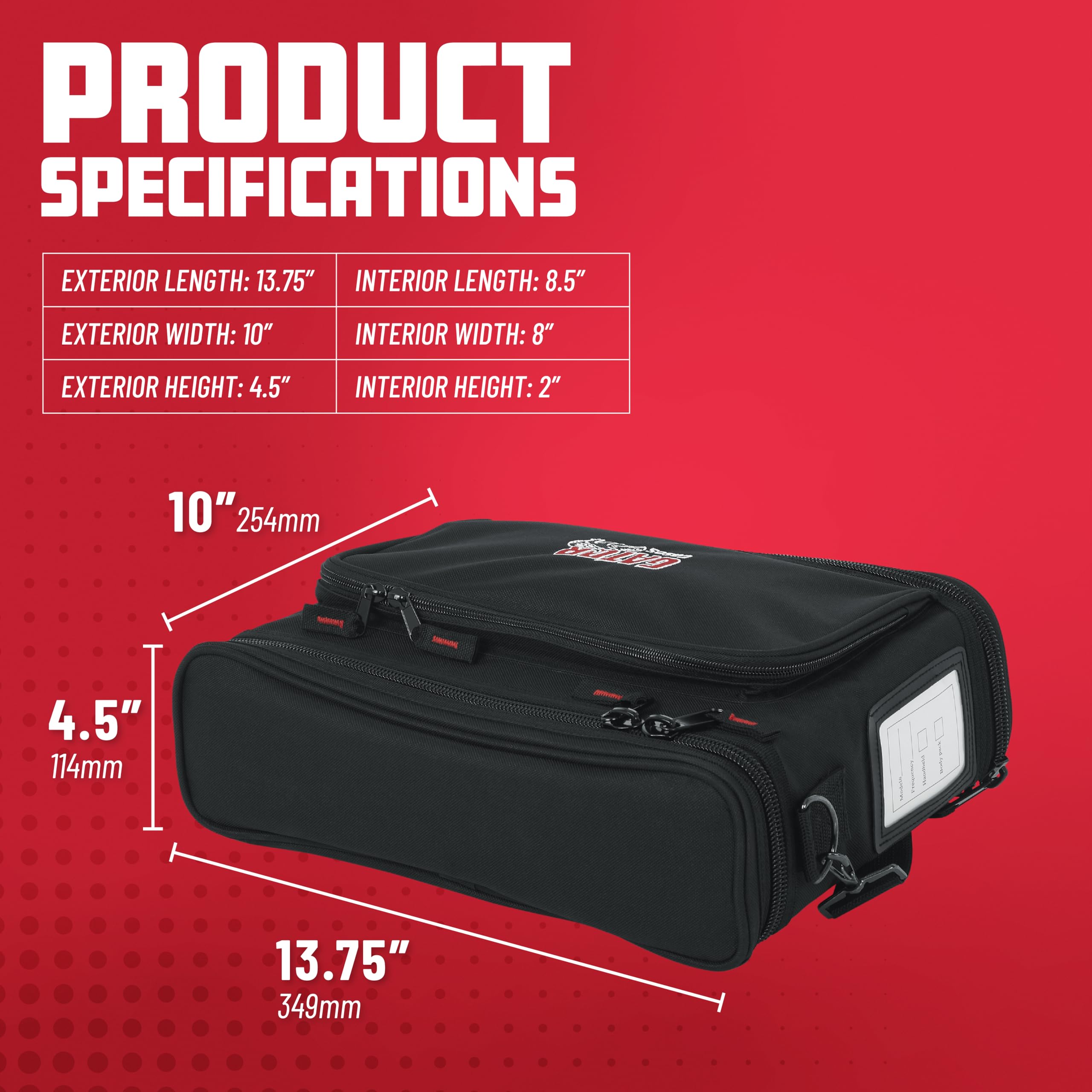 Gator Cases Housse en Nylon Live in rembourré pour 1 système de Microphone sans Fil, récepteur et Body Pack avec accès à l'antenne (GM-1W)
