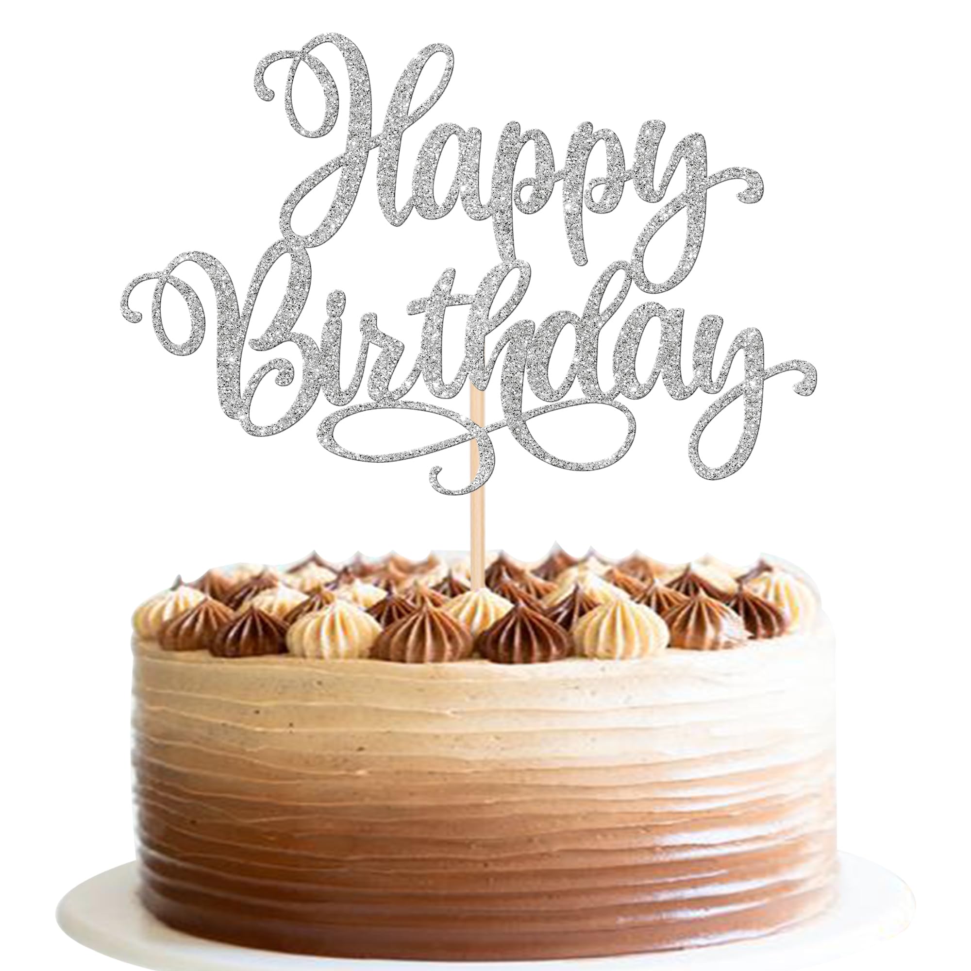 ZHUOWEISM 1 PCS Happy Birthday Cake Topper Glitter Happy Birthday Cake Pick for Celebrating Happy Birthday Anniversary Party Cake Decorations Supplies