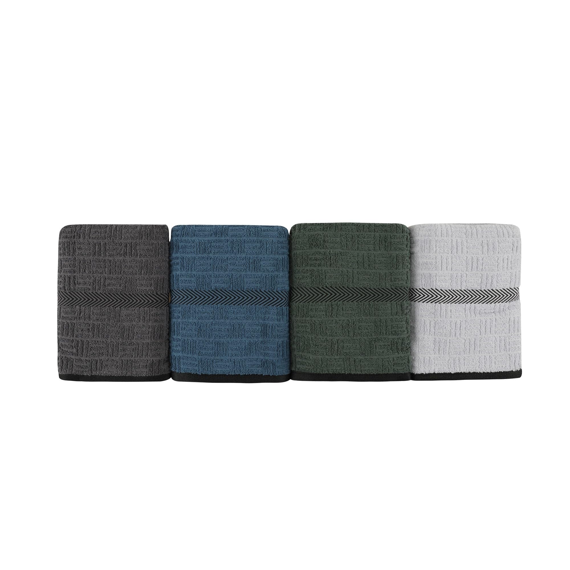WELL HOME MOBILIARIO & DECORACIÓN Hand Towel Set (4 Pieces) Blue, Dark Blue, Green, Anthracite, Blue Dark Blue Anthracite Green, 50x90 - Image 3