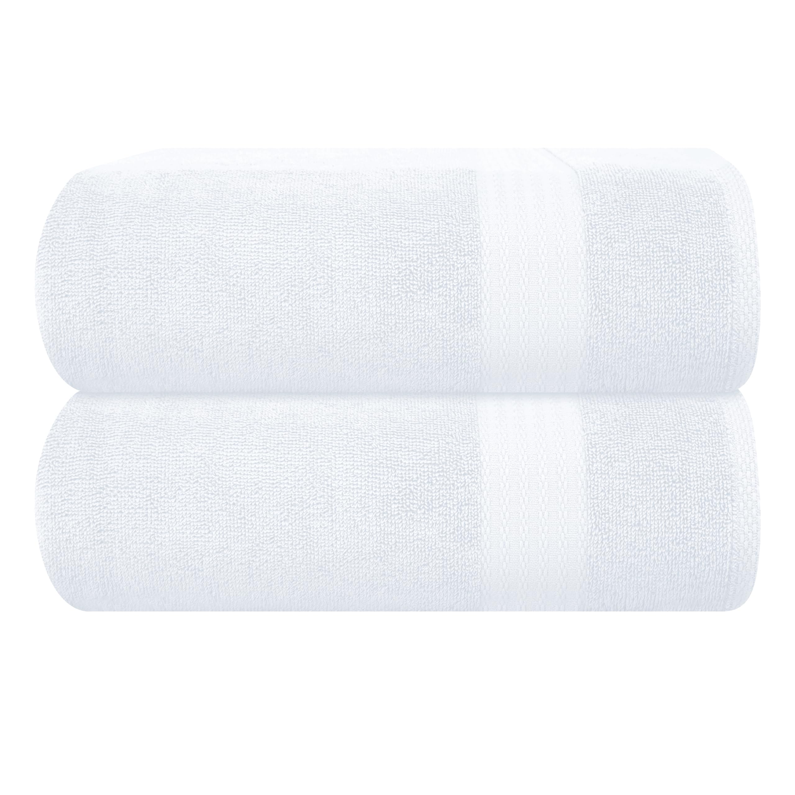 GLAMBURG Premium Cotton Oversized 2 Pack Bath Sheet 35x70-100% Pure Cotton - Ideal for Everyday use - Ultra Soft &amp; Highly Absorbent - Machine Washable - White