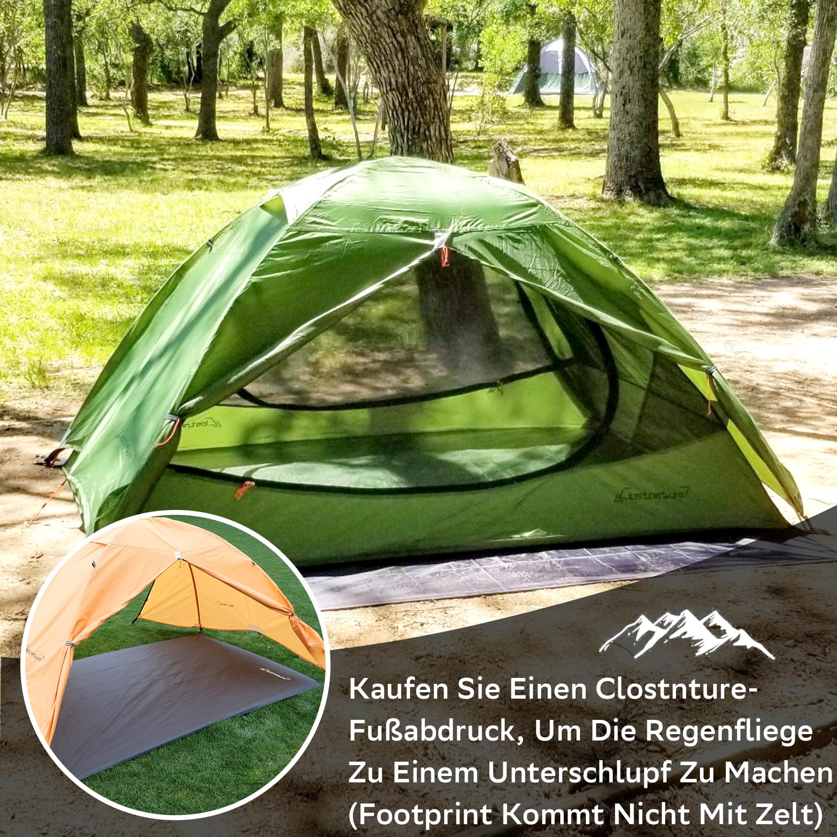 Clostnature Wasserdichtes 2/3/4 Personen Zelt für Camping, Outdoor Zelte | Ultraleichtes TrekkingZelt, Zwei Türen, 3-4 Jahreszeiten, Schneller Aufbau, Kompakt, Kleinem Packmaß für Wandern, Bikepacking