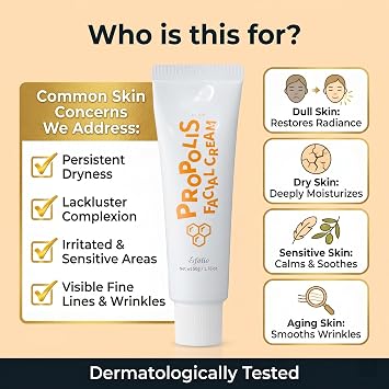 esfolio Made in Korea Propolis Facial Cream 1.76 OZ Moisturizing Face Cream with Honey Extract and Natural Nutrients for Soft, Radiant, and Hydrated Skin