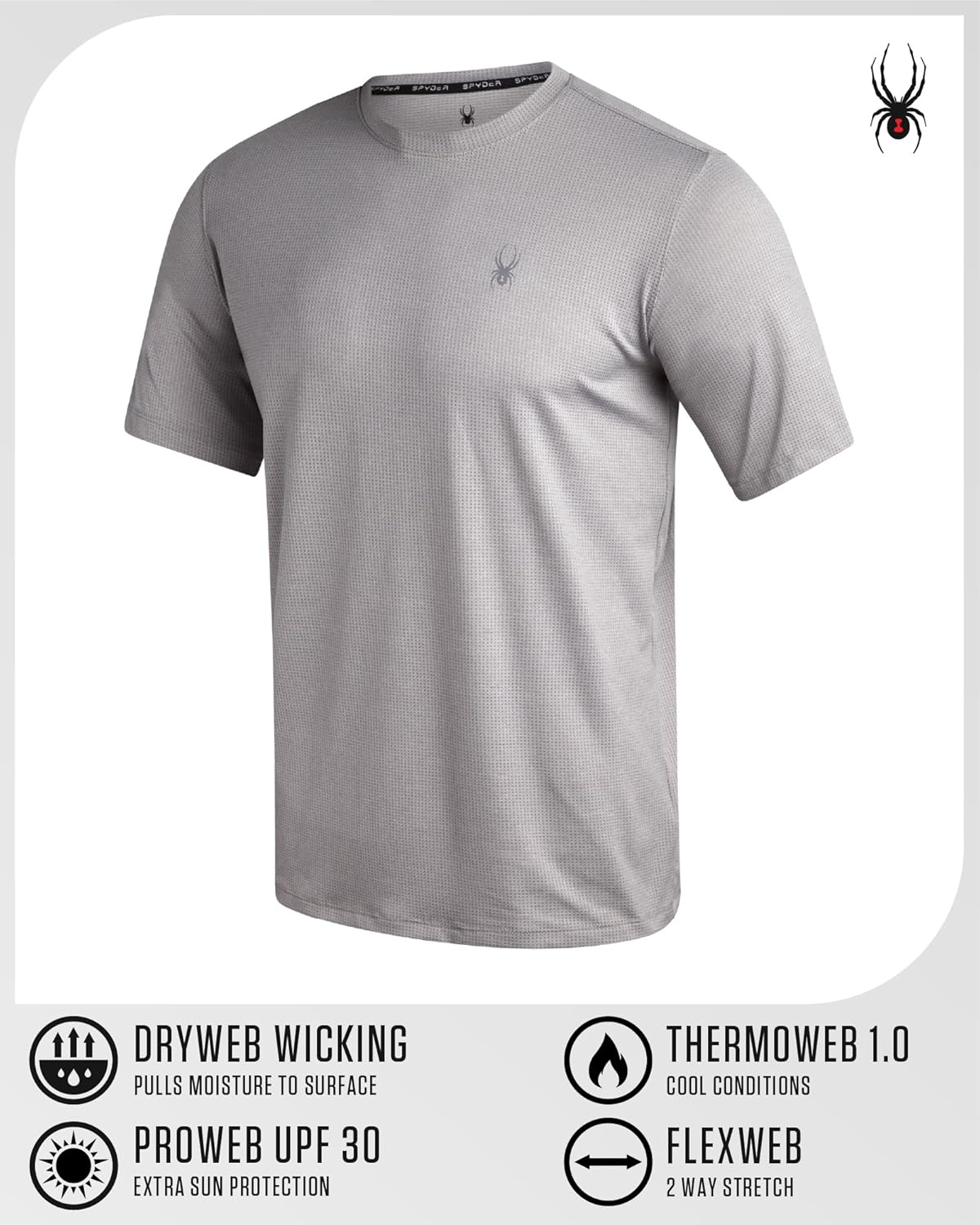 Spyder Mens Athletic Shirts - Moisture Wicking Short Sleeve Crewneck Workout Shirts for Men - Relaxed Fit Mens Shirts for Gym - Image 4