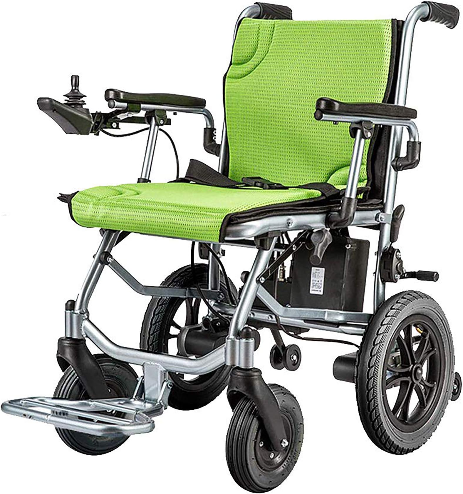 XHY Electric Wheelchair, Lightweight, Dual-function Open/Fold in 1 Second, 17.7in Wide Seat, Aluminium Frame, Green