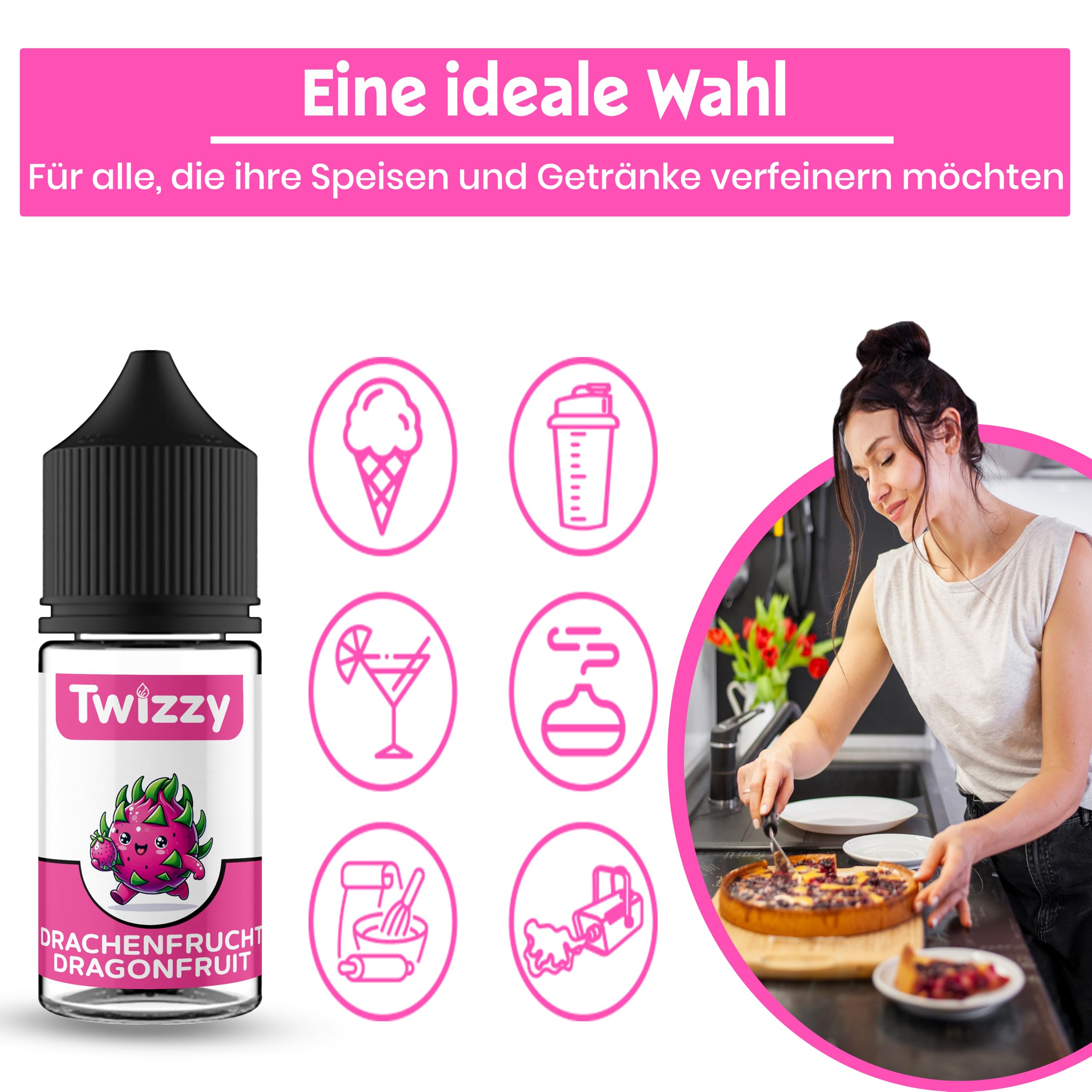 Twizzy Dragon Fruit Food Flavouring, 30 ml, Intense Flavour, Ideal for  Baking, Food and Drinks, Also for Nebulisers, Mist Machines, etc. :  Amazon.de: 