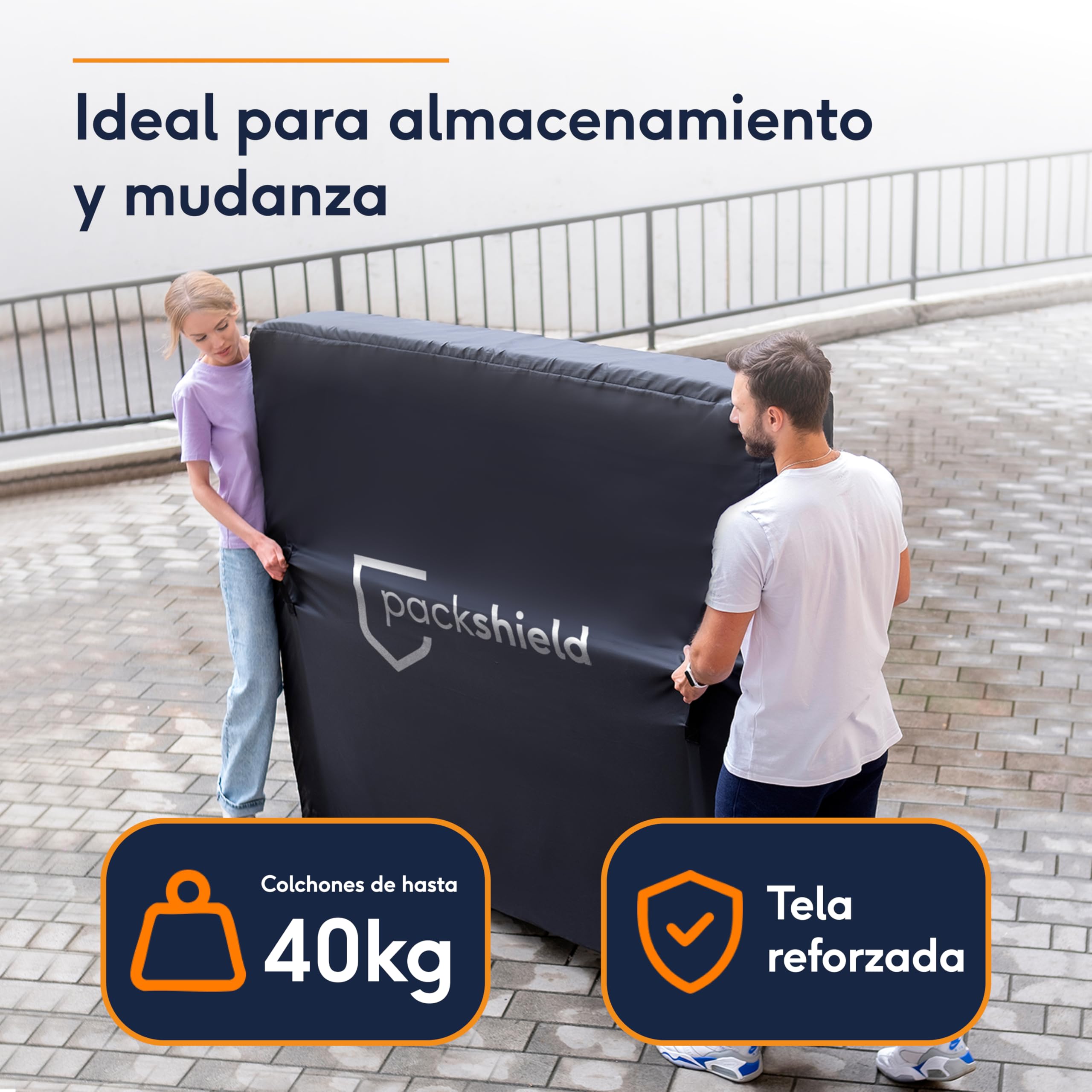 Funda Protectora de Colchón Impermeable 160x200 cm – Protector con Cremallera y 4 Asas para Mudanza, Almacenamiento y Transporte – Grossor 30cm – Antichinches – 100% Oxford Resistente
