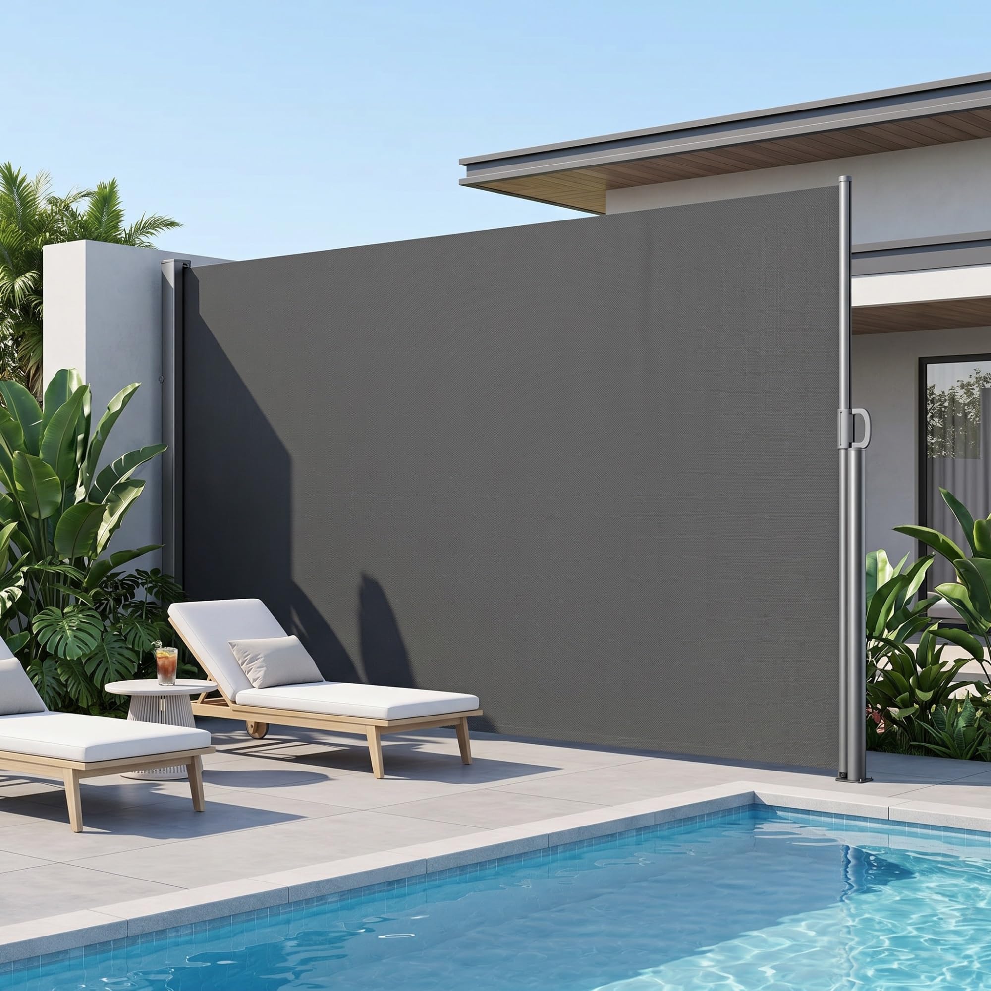 Auvent de terrasse rétractable avec accessoires de montage, brise-vue extérieur et pare-soleil pour balcon, terrasse, tonnelles et abris