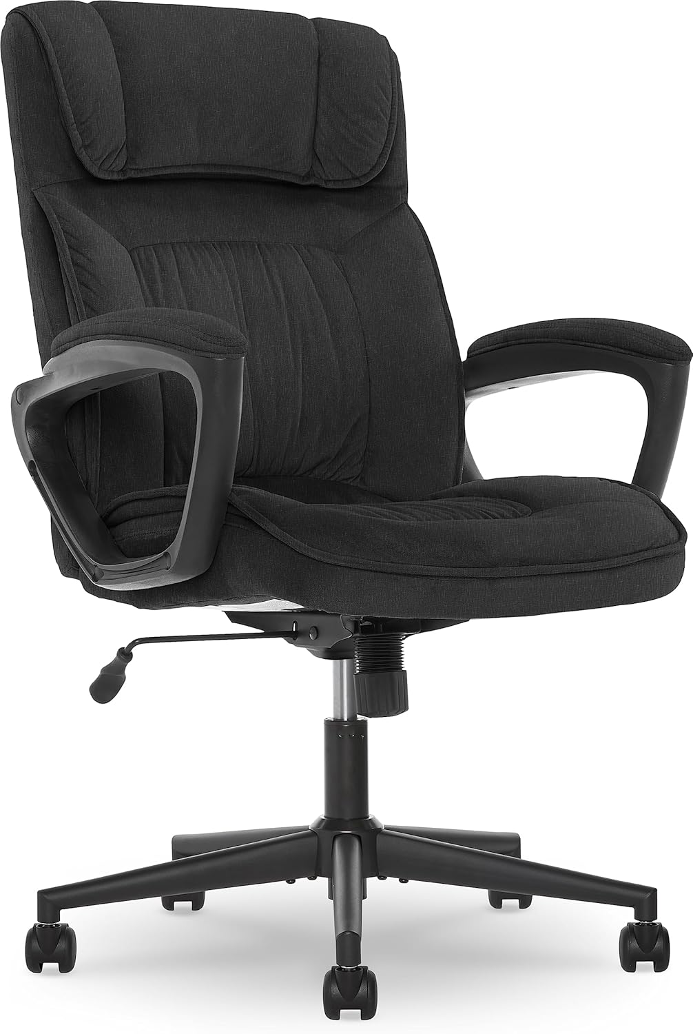 Serta Hannah Microfiber Office Chair with Headrest Pillow, Adjustable Ergonomic with Lumbar Support, Soft Fabric, Charcoal Grey Charcoal Gray