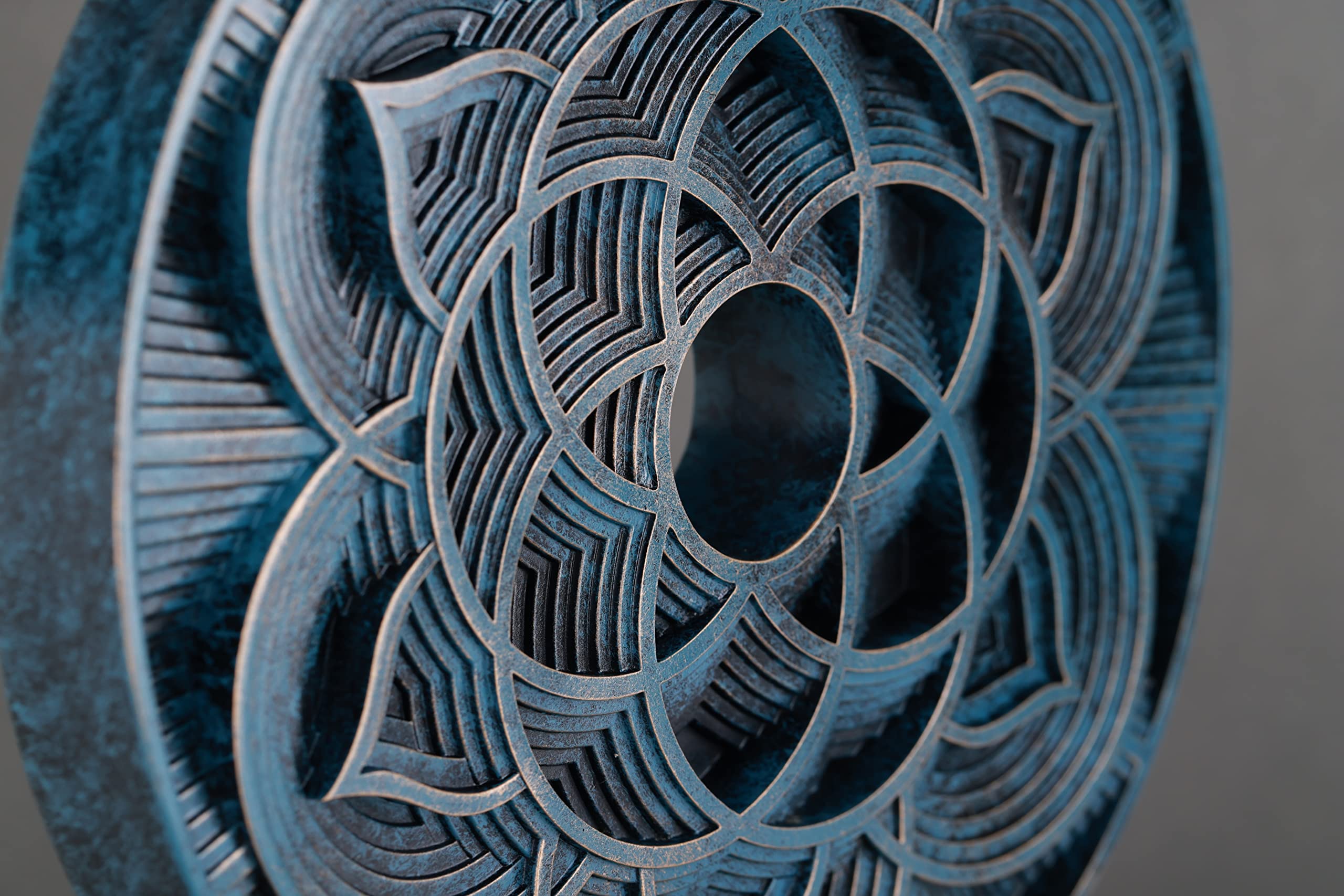 WUBIANJIE Disc Geometric Pattern Statue Sculpture Home Decor Modern Unique Blue Gold Decoration Living Room Bedroom Console Table Statue Accessories (Blue)