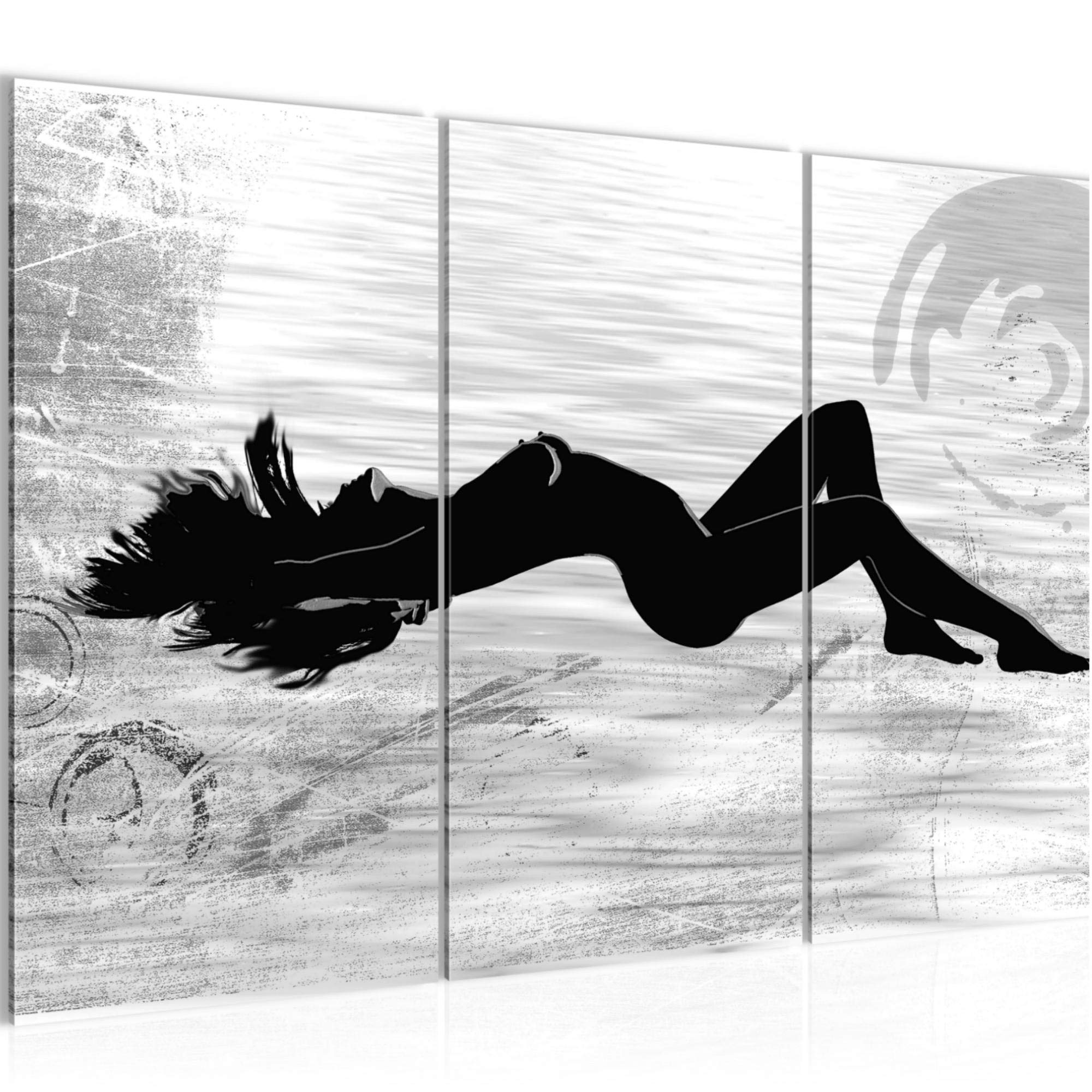 Runa Art Erotic Woman Pictures XXL Living Room Black-and-White Abstract 120 X 80 cm 3 Pieces Wall Art 300331c