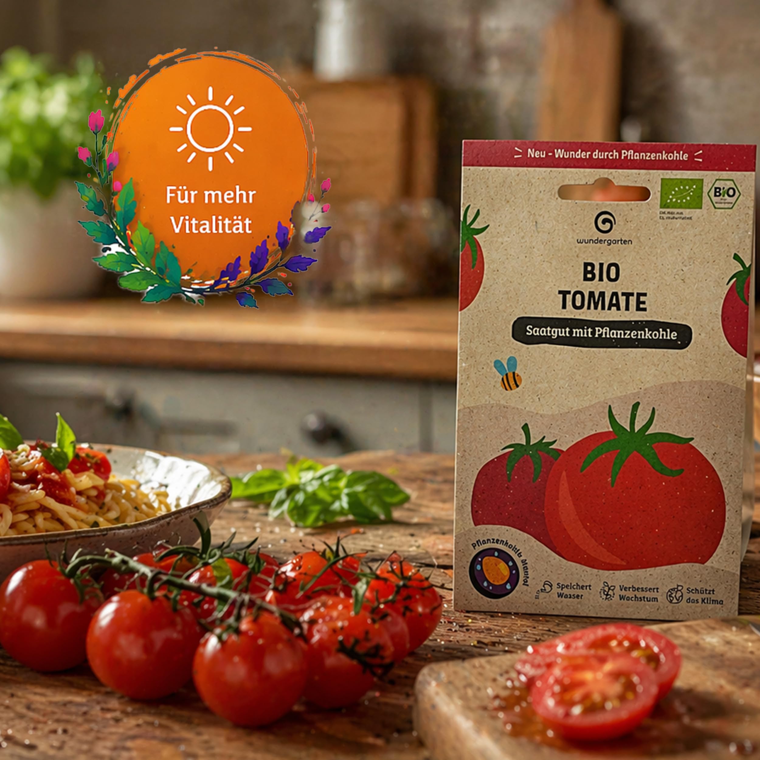20x Bio Tomaten Saatgut Moneymaker – Wundergarten – Mit Pflanzenkohle-Mantel – Hohe Keimrate & aromatische Tomaten – Gemüsesamen für Garten, Gewächshaus & Balkon