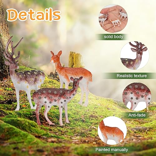 Miniatura 4 de Soaoo 60 piezas de juguetes de ciervos pequeños, figuras de ciervos para tartas, mini figuras de animales del bosque, criaturas del bosque de