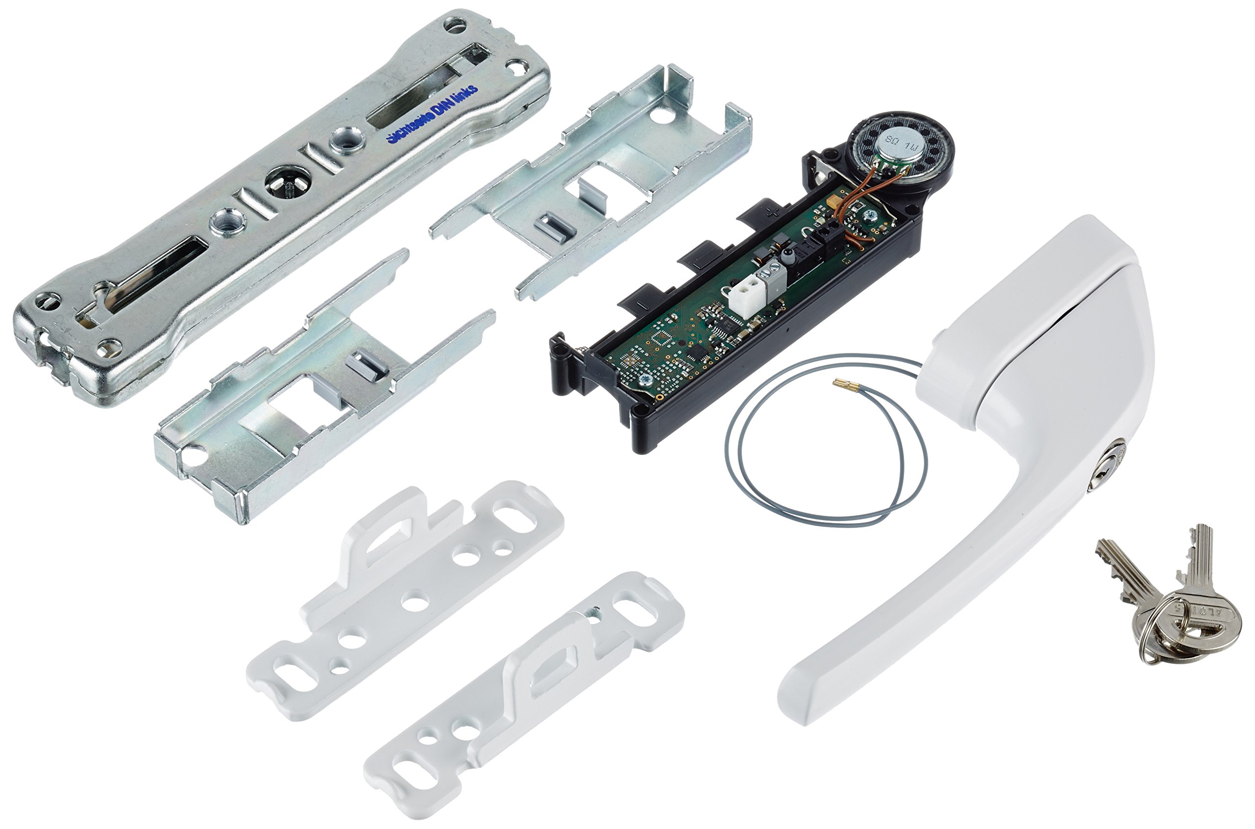 Abus Fos550A Al0145 Spranga con Blocco, Serratura a Spinta con Cilindro e Allarme, Chiave Maestra, Livello di Sicurezza: 10, 07301, Bianco