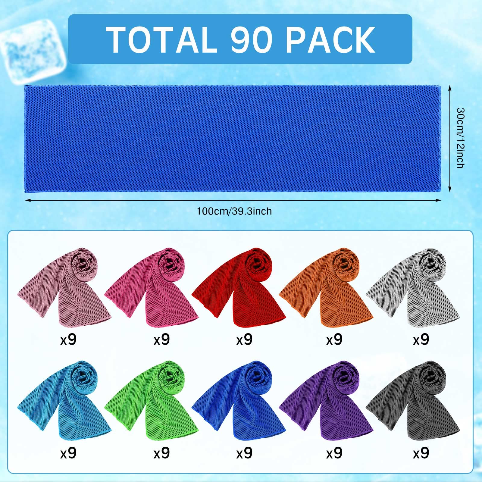 Redbaker 90 Pack Cooling Towels Bulk for Neck and Face 40