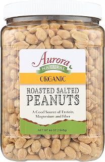 Aurora Organic Roasted & Salted Peanuts, 44 Oz - Clean Ingredient Snack with No Hydrogenated Fats or HFCS