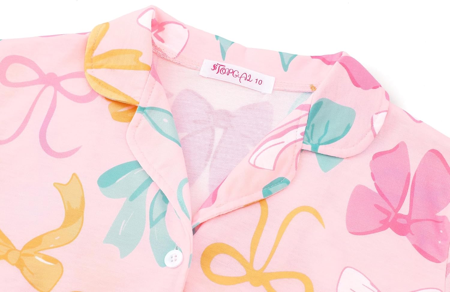 Topgal Comfy Coat Style Pajamas for Girls - Leopard, Cat & Bows Graphic Print Button Down Long Sleeves PJ Set Size 6-18 - Image 2