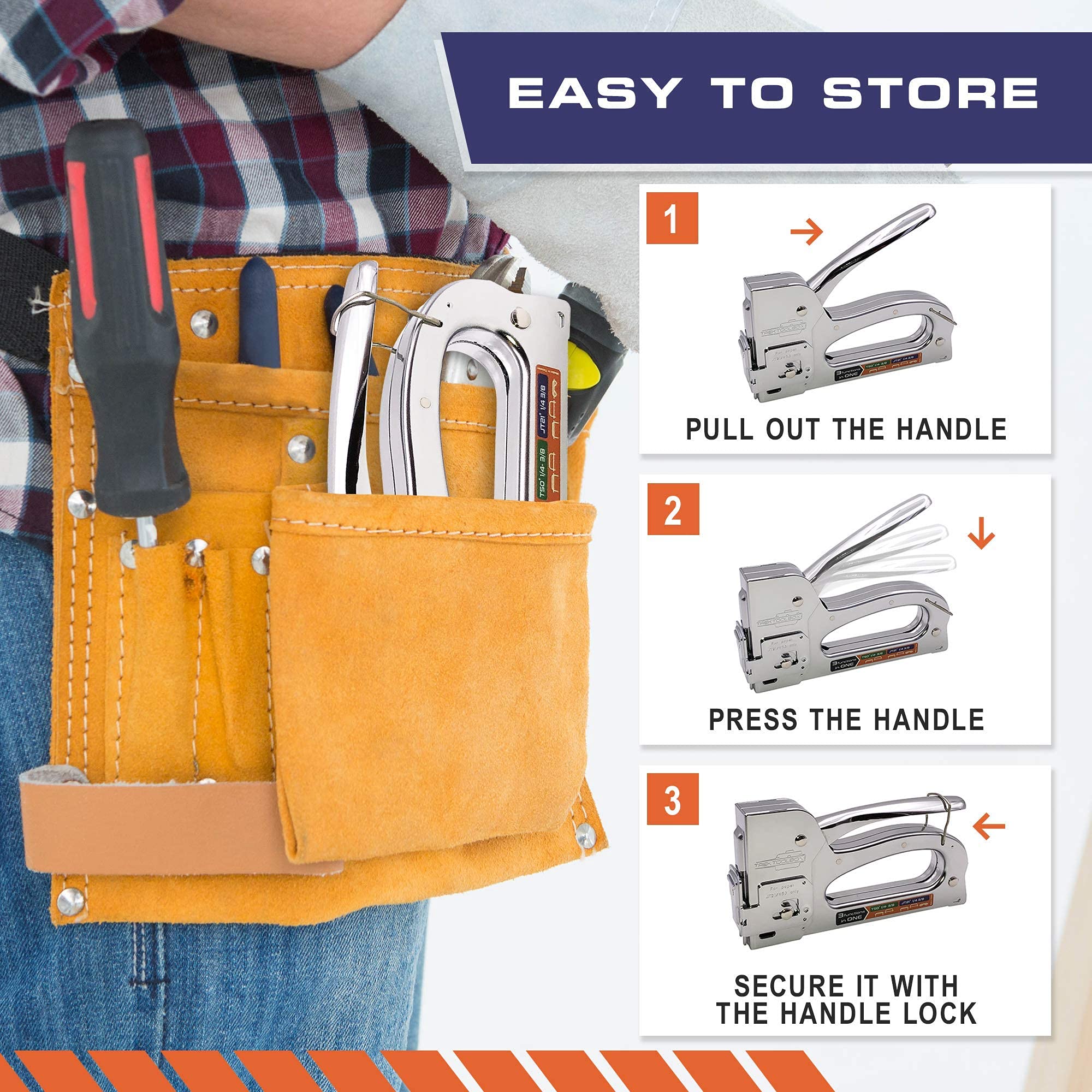 Staple Gun for Wood Heavy Duty TREK TOOLBOX 3 Functions in 1