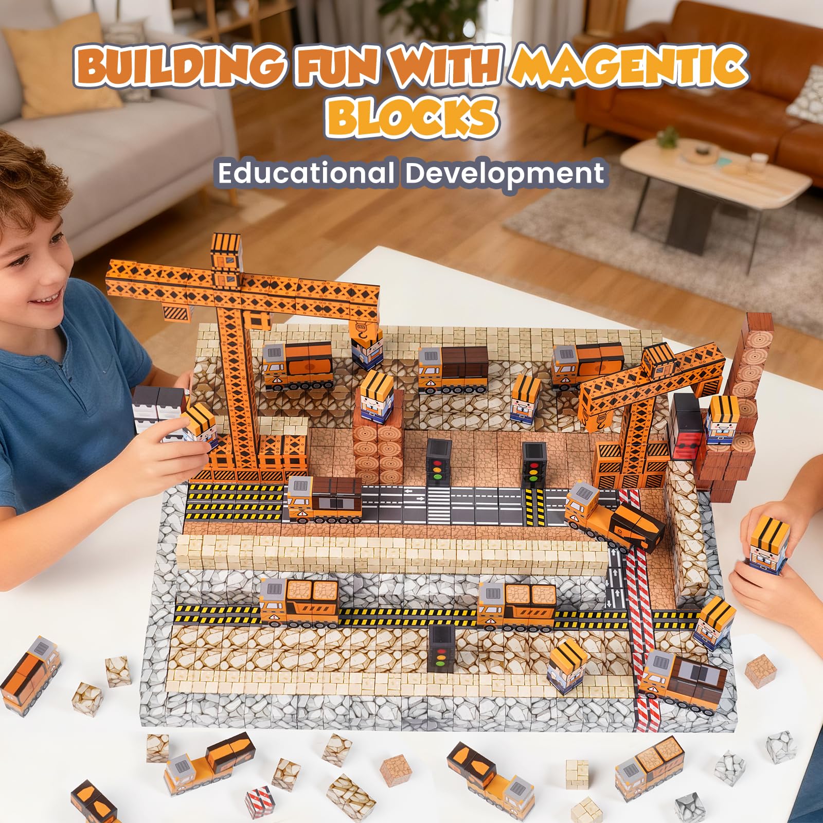 Lubolee Costruzioni Magnetiche per Bambini, 150 Pezzi Giochi Cubi Magnetici Giochi Bambini 3-12 Anni, Blocchi Magnetici Regalo Natale Bambina & Bambino- Montessori Magnetic Building Blocks