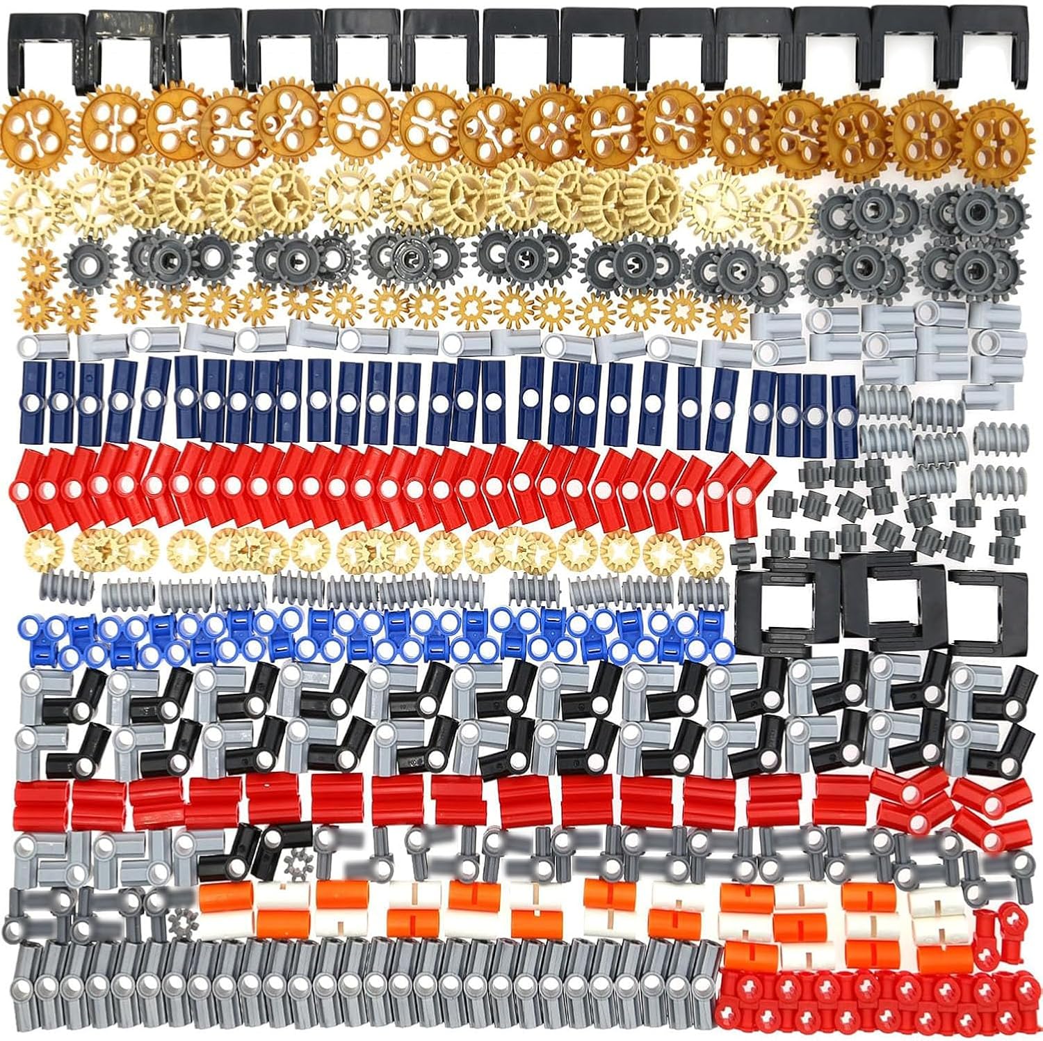 TEESE 450pcs Gear-Chainlink-Connectors-Bush-Bricks-Set, Compatible with Technic-Parts, for STEM-MOC-EV3-Project-Bulk-Blocks(Random Color)