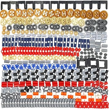 TEESE 450pcs Gear-Chainlink-Connectors-Bush-Bricks-Set, Compatible with Technic-Parts, for STEM-MOC-EV3-Project-Bulk-BlocksRandom Color