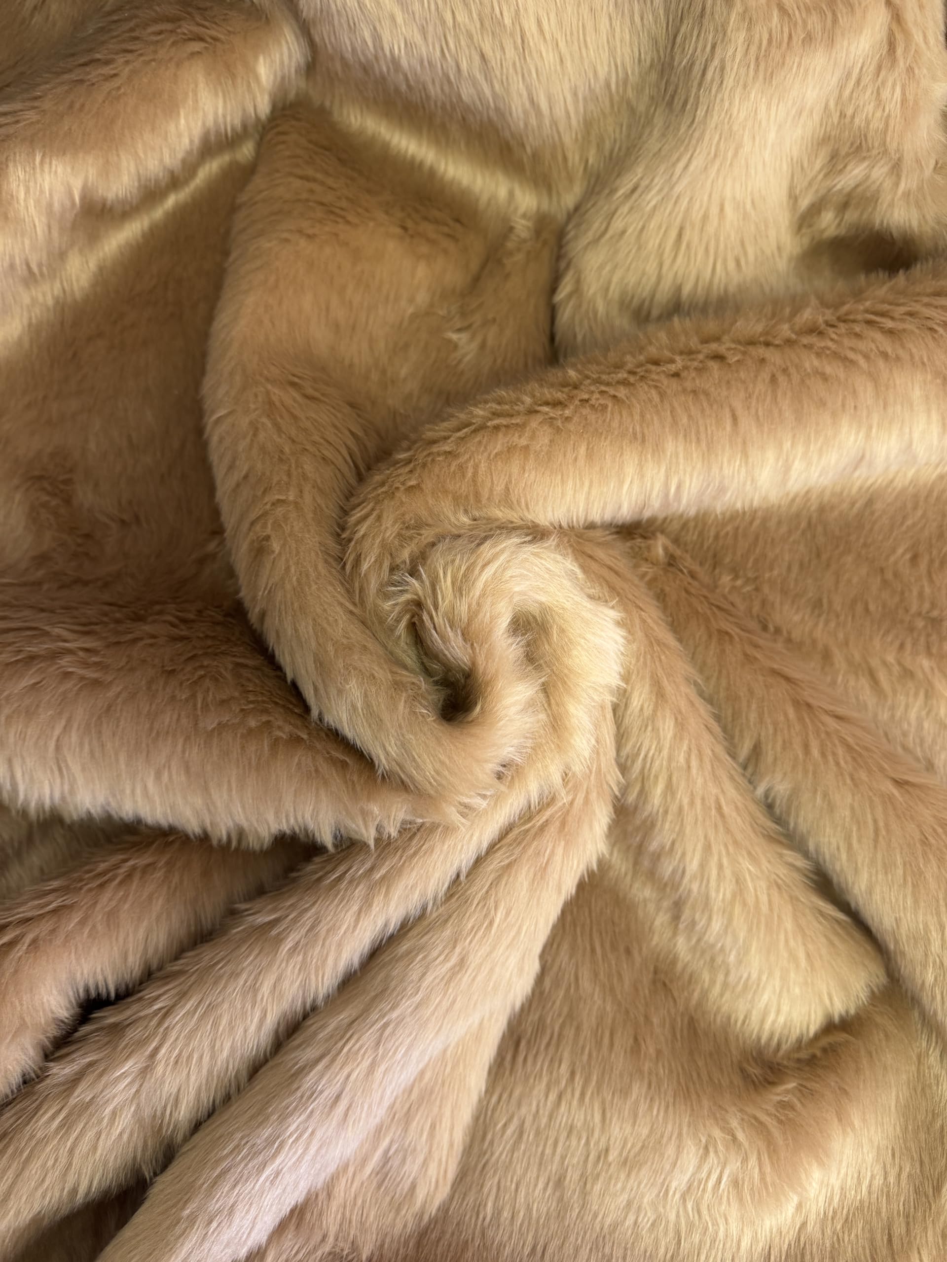 CRS Fur Fabrics Plain Fun Faux Material Camel Brown, 1Mtr - 150cmx100cm