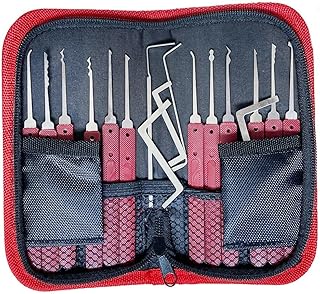 17-teiliges Lockpicking-Set und Reißverschluss-Etui mit Ledertasche, Dietrich-Werkzeug für Anfänger und professionelle Schlosser