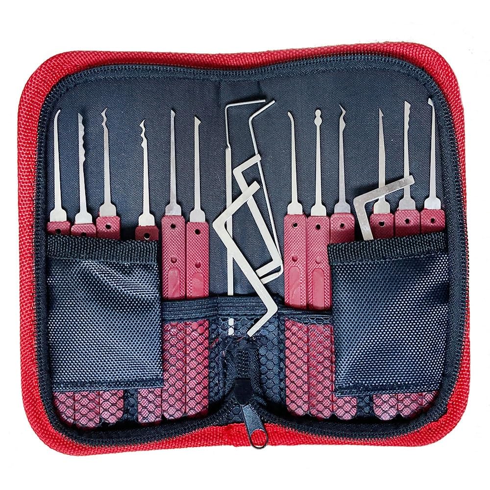 YQLEISHI 17PCS Lock Pick Set and Zip Case with Leather Bag for Lockpicking, Extractor Tool for Beginner and Pro Locksmiths