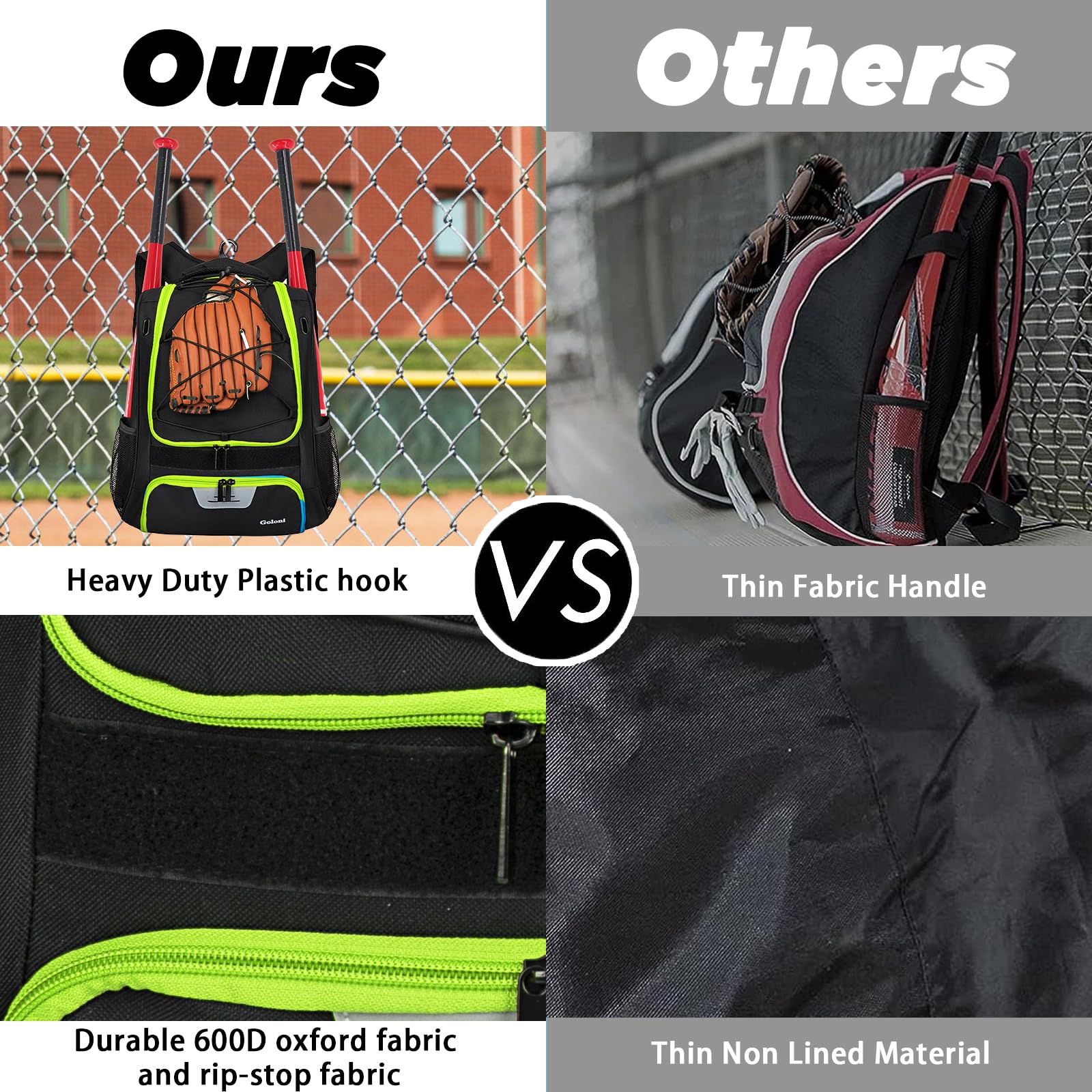 AI EN JIU Softball Bag, Baseball Bat Bag with Shoe Compartment for
