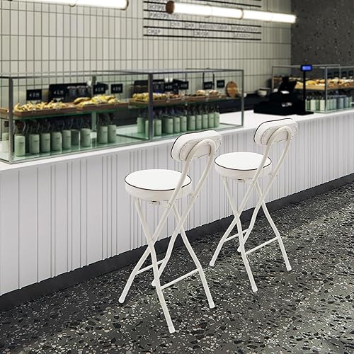 Miniatura 6 de 2PCS Folding Bar Stool with Backrest, Tall Foldable Stool Seat Padded Portable Stools Counter Height Foldable Stools Chairs Collapsible Stool for