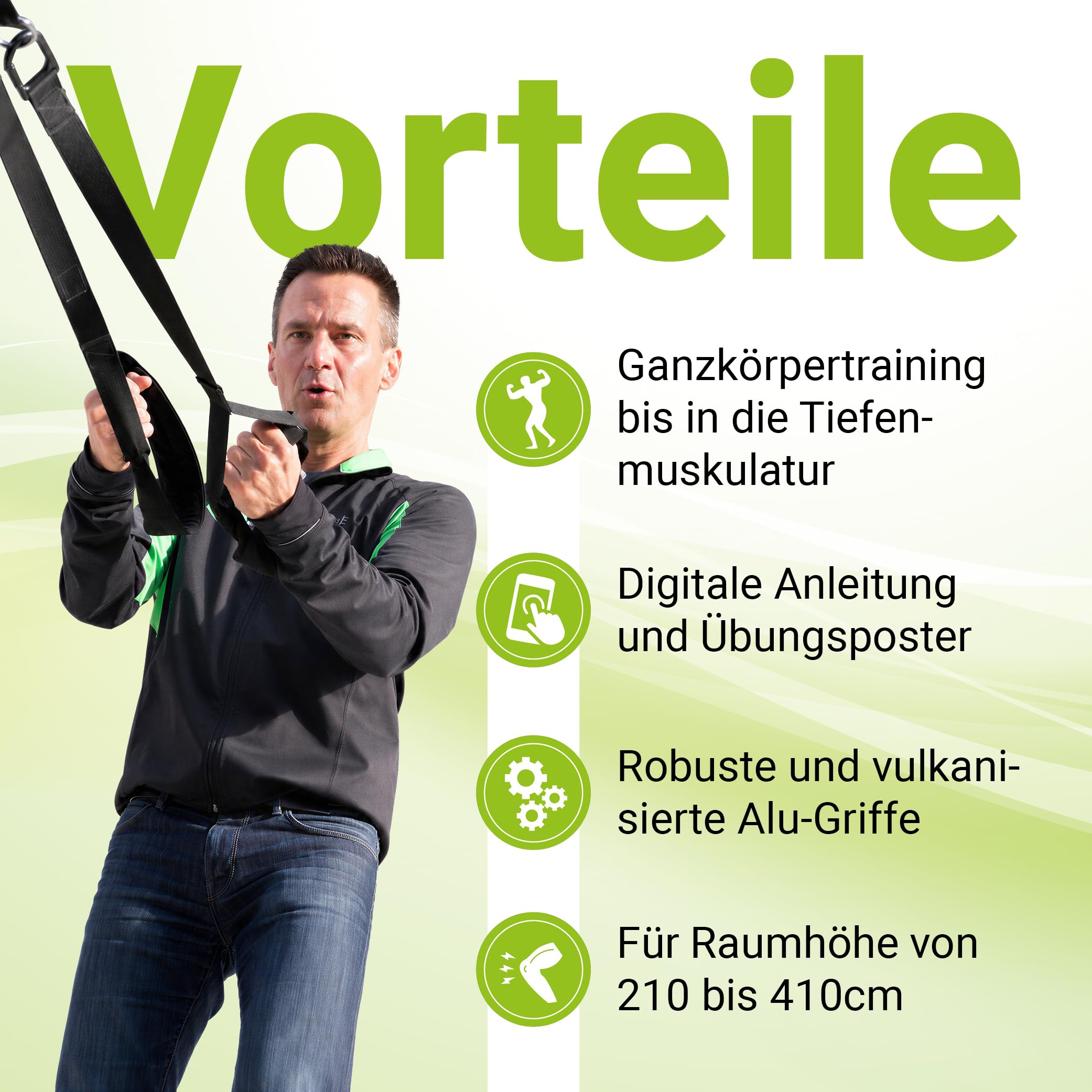 eaglefit Sling-Trainer Exclusive ALU - Schlingentrainer Set für Zuhause & Outdoor inkl. Alugriffen, Deckenhalterung, Türanker & Zubehör für Krafttraining & Muskelaufbau - Verstellbar 160-360 cm