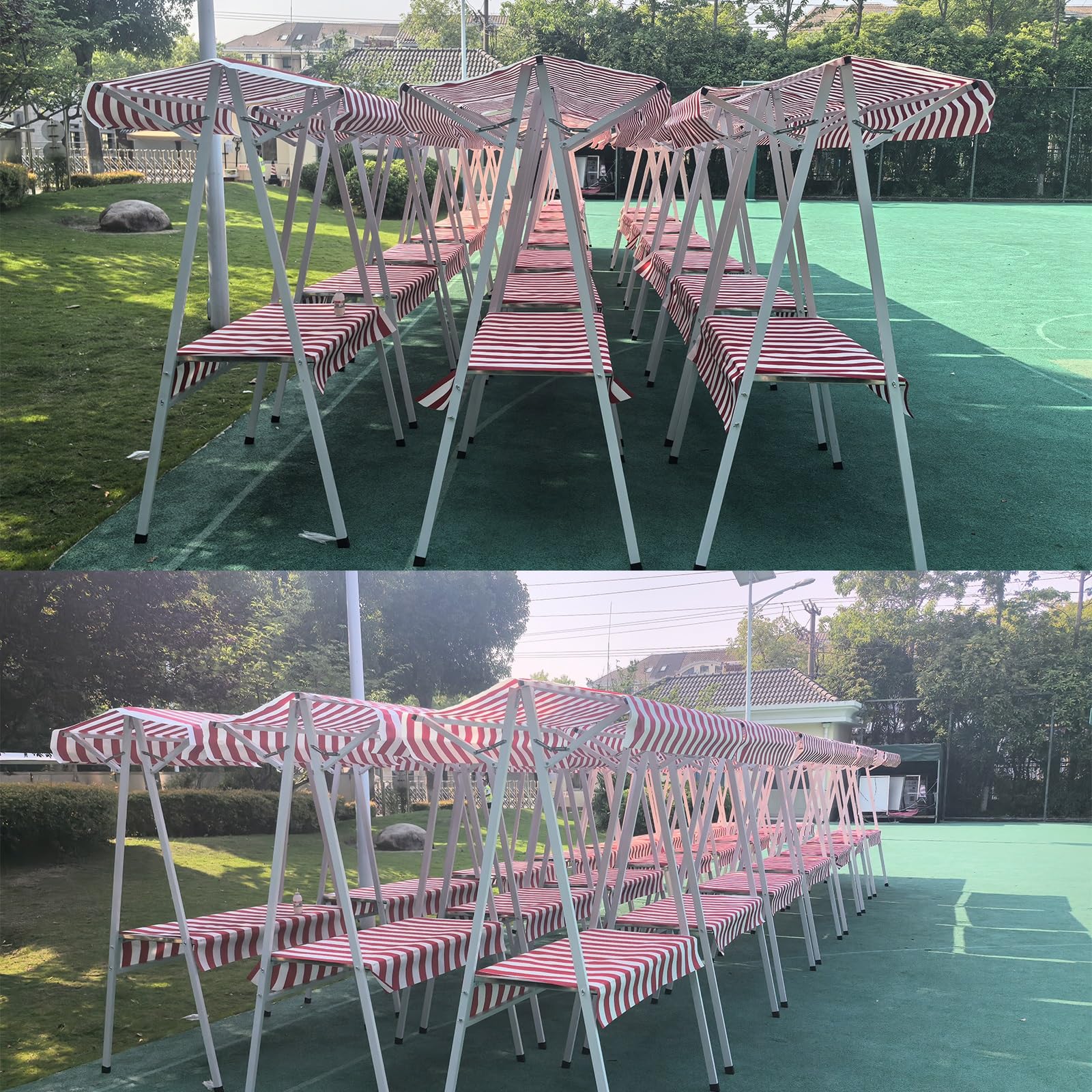 Bancarella per mercatino,Carrello per snack con ruote bloccabili,espositore mobile, carrello portatile,Struttura stabile，Capacità di carico: 150 kg(Green stripes,110x60x200cm)