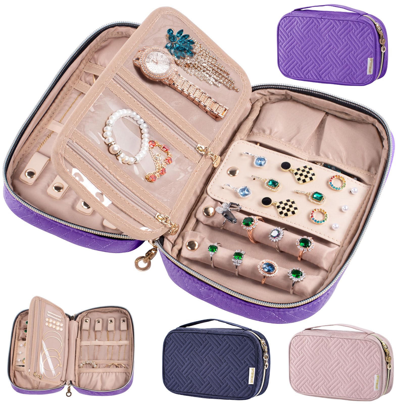 Travel Jewelry Case Organizer - Small Jewelry Travel Organizer - Jewelry Holder Organizer Travel - Jewelry Travel Case for Tangel Free Necklace, Earrings, Rings, Bracelets - Travel Essentials