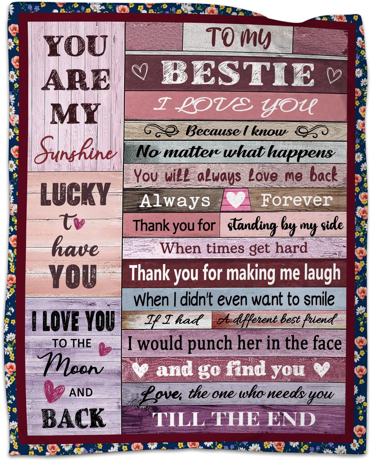 to My Best Friends Blanket Love Quilt for Bestie Blanket Positive Encourage and Love Flannel Blanket Birthday Thanksgiving 50"x60"