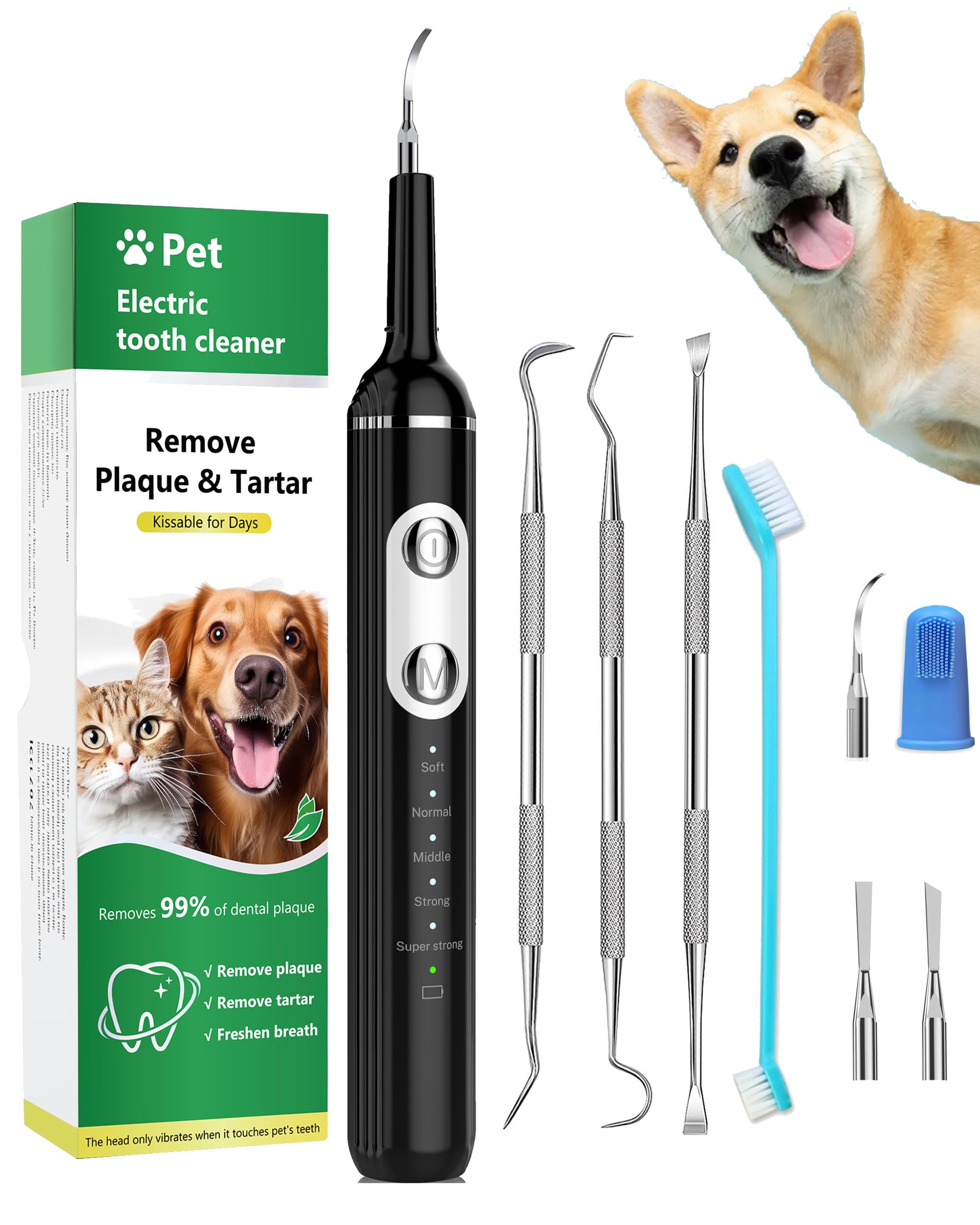 Stim-U-Dent Dog Plaque Remover for Teeth, Pet Teeth Cleaning Products for Tartar & Plaque Off, with LED-Light, Dog Toothbrush for Dental Care, Finger Toothbrush