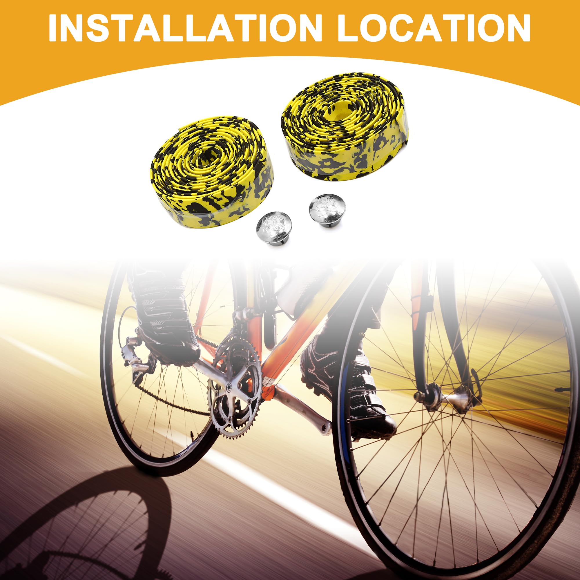 Partuto 2 Pcs Universal Bike Handlebar Tape - Foam Yellow - Image 2