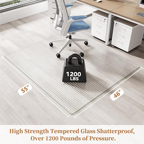 Miniatura 21 de Tapete para silla para alfombra, tapete de vidrio templado mejorado de 36 x 55 pulgadas para silla de oficina, protector de tapete con bordes