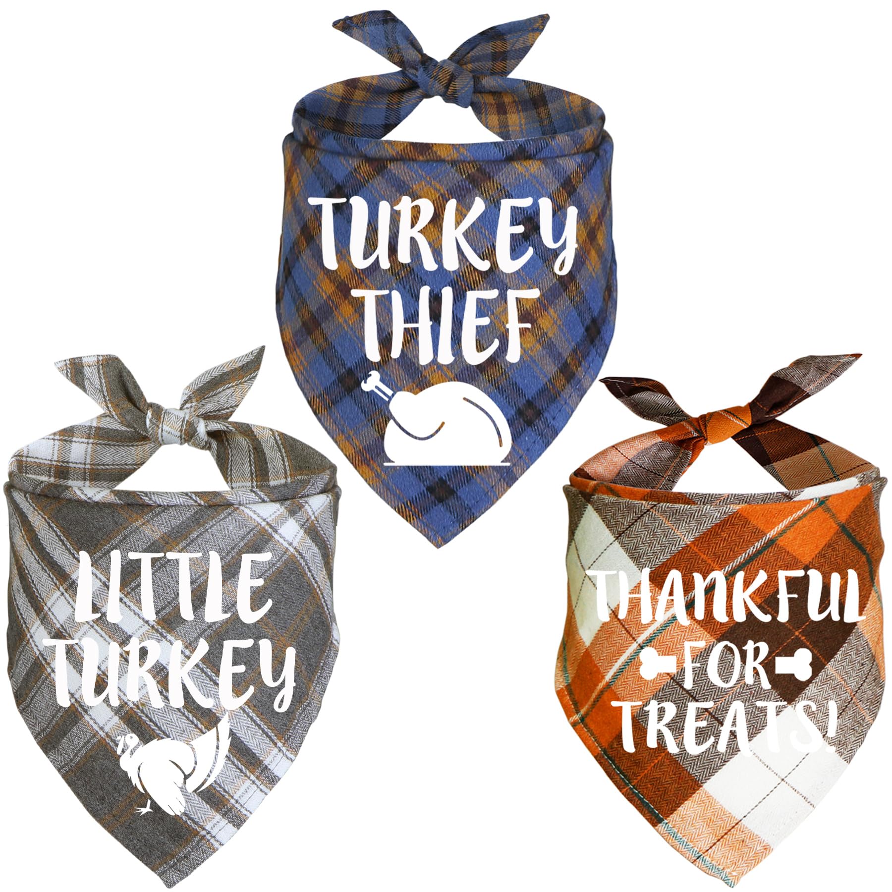 Bandanas de Acción de Gracias para perros pequeños pack de 3 pañuelos de otoño 1