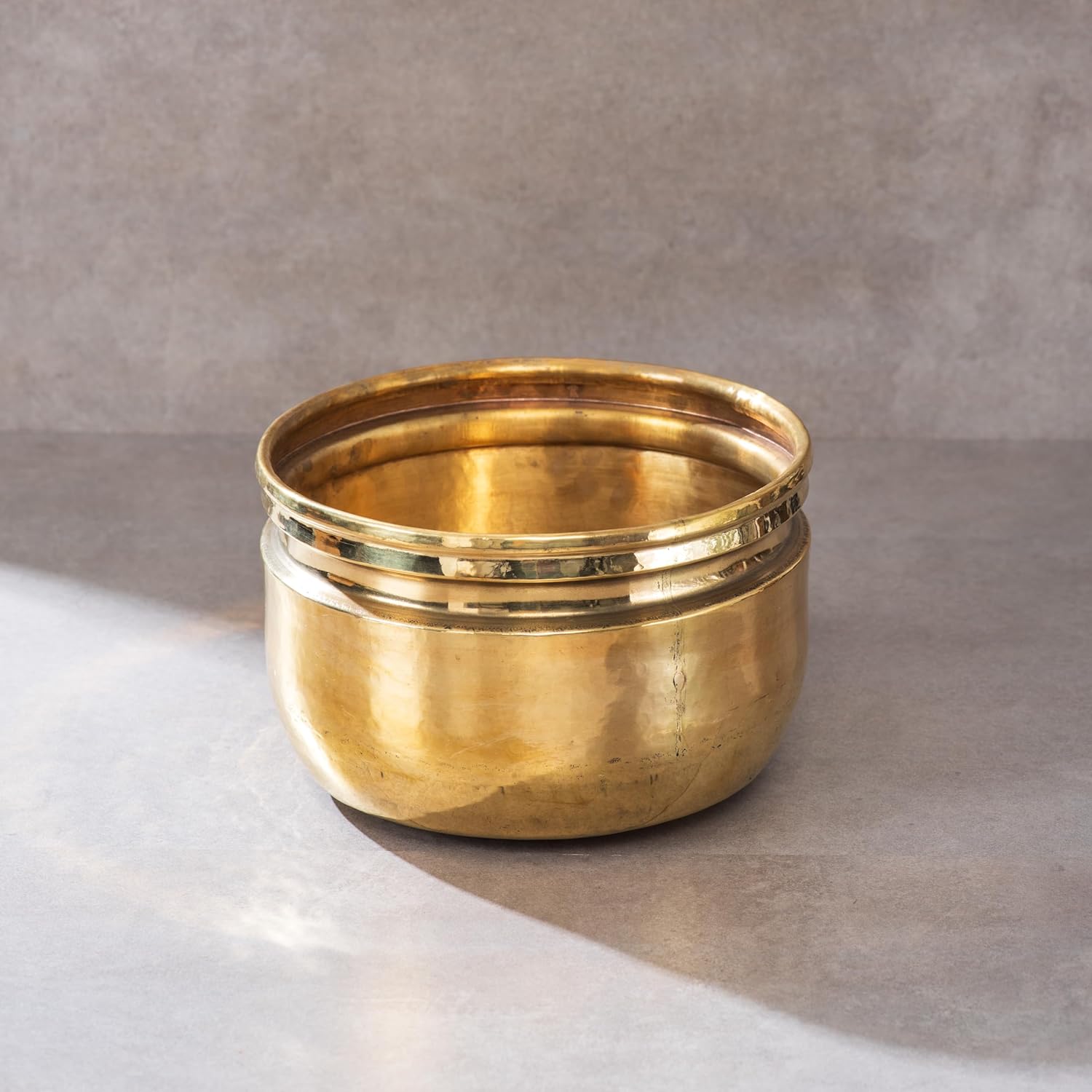 P-TAL Brass Planters | Corrosion-Resistant Metal | Perfect Flower Pots Hammered Bottoms (Small, Golden Brass)