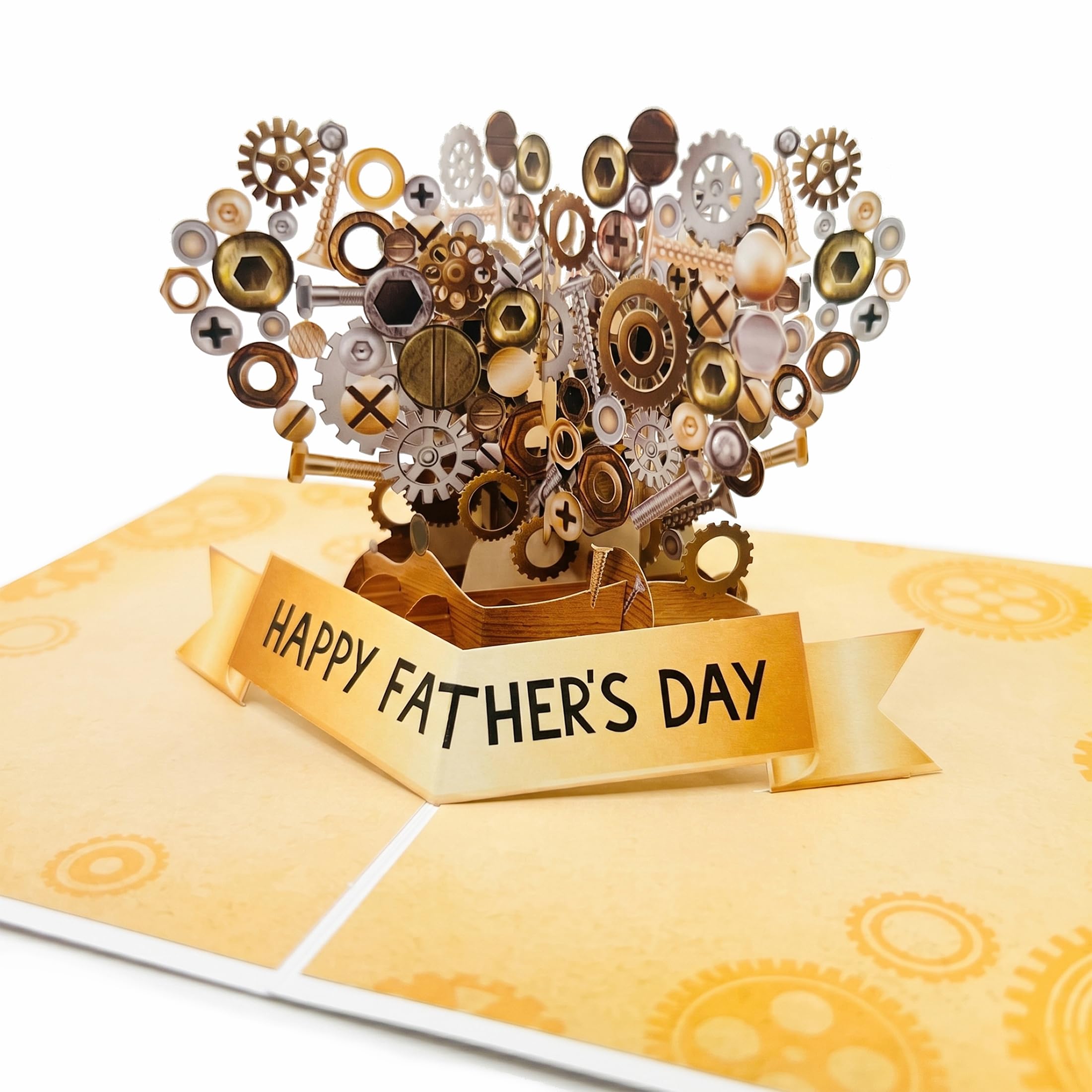 Upnsuces Fathers Day Card Gifts from Daughter Son Wife Kids, 3D Pop Up Funny Father's Day Card with Envelopes for Stepdad Husband Grandpa, Best Dad Ever Gifts, Mechanical Style, 7" X5”