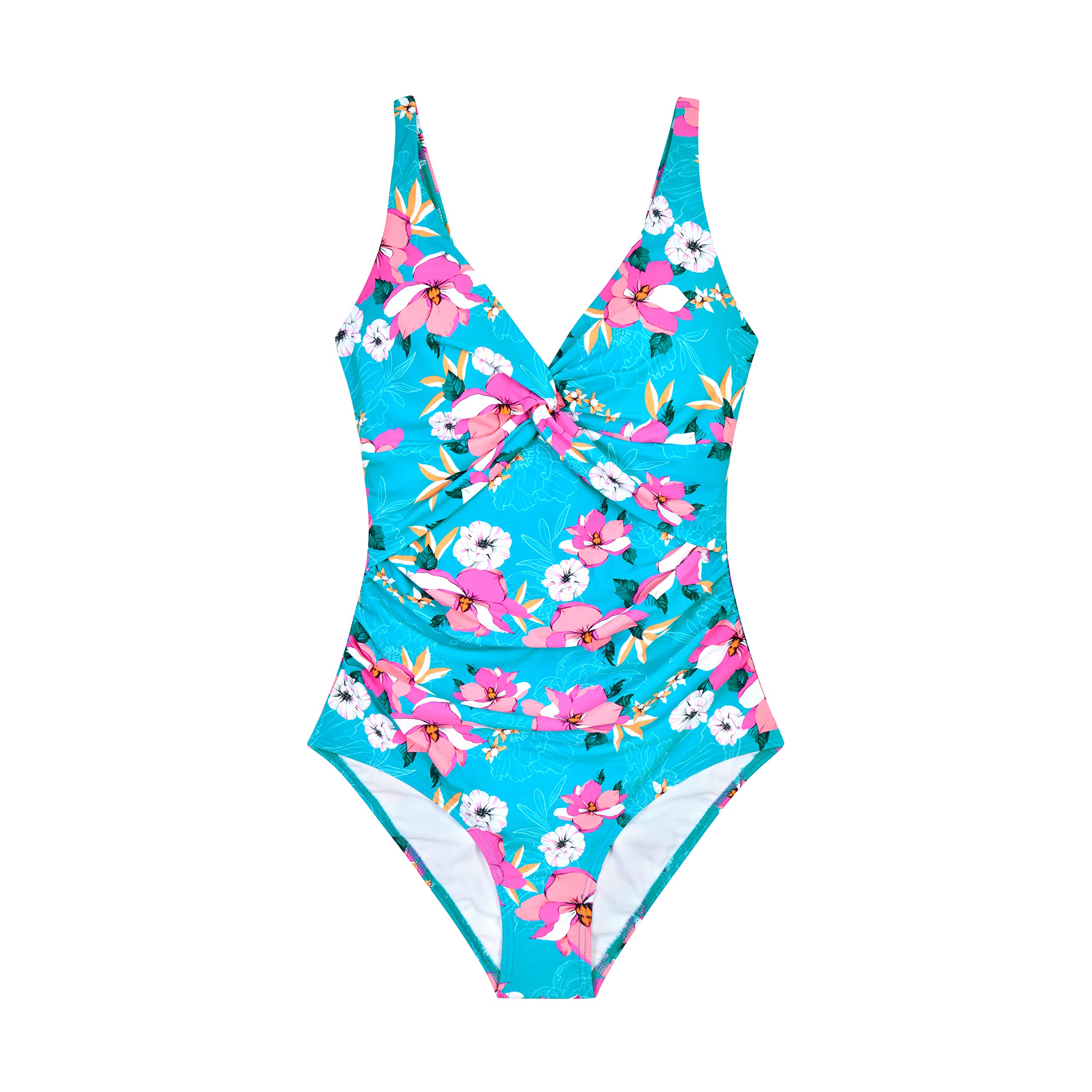 WIN.MAX Costumi da Bagno Interi per Donna Scollo a V Costume Intero Donna con Controllo della Pancia Monokini con arricciature, per Coppe da D a G