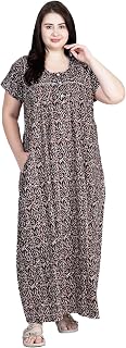 OSF Women's Printed Cotton Floral Maxi Round Neck Full Length Nightwear Night Gown Nighty (Pack of 1, NW0398) Price In India