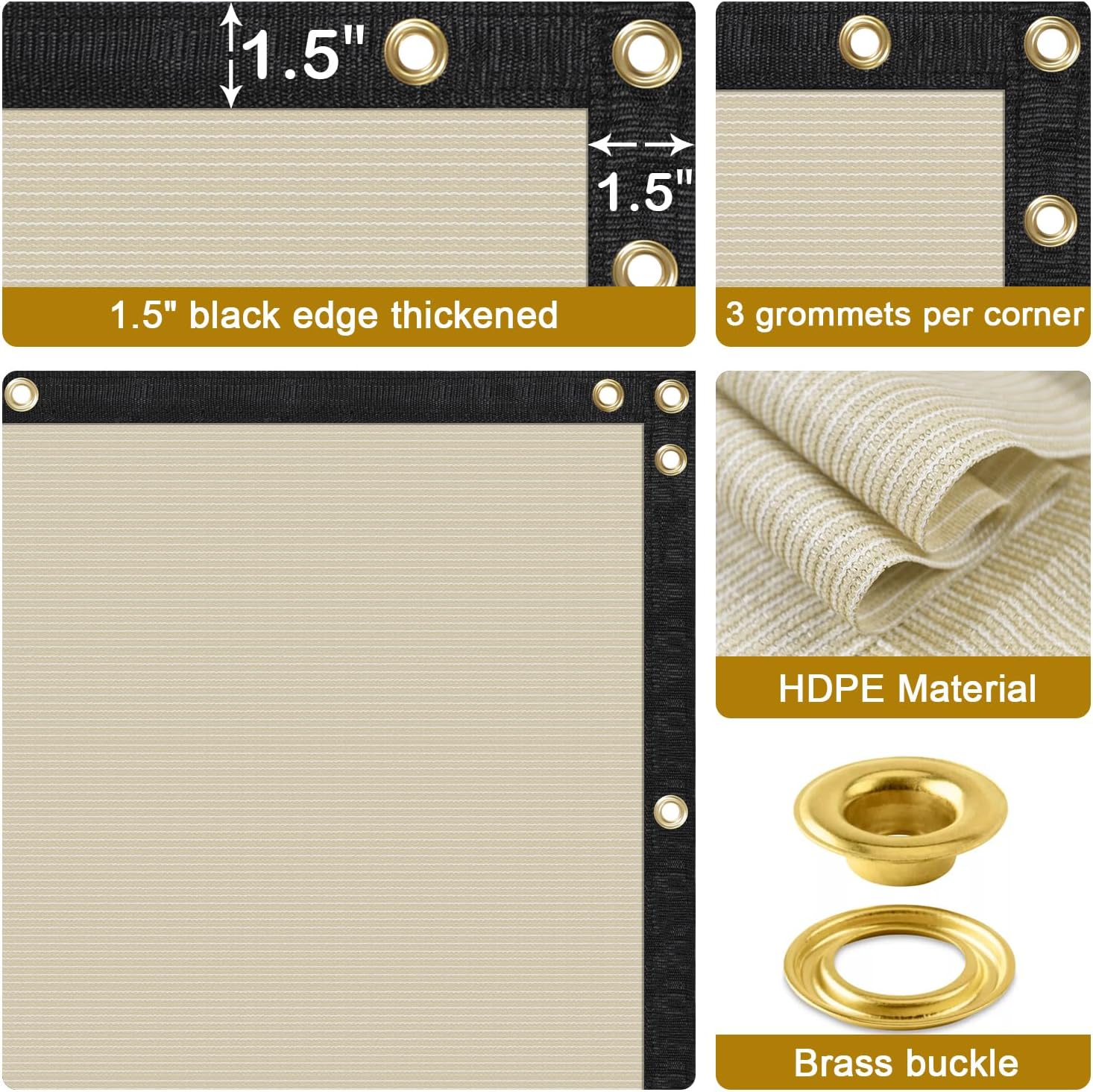 Fence Privacy Screen Outdoor 5' x 20' Beige Heavy Duty Mesh Shade Net Cover with Grommets, Privacy Screens Fencing for Patio Backyard Garden