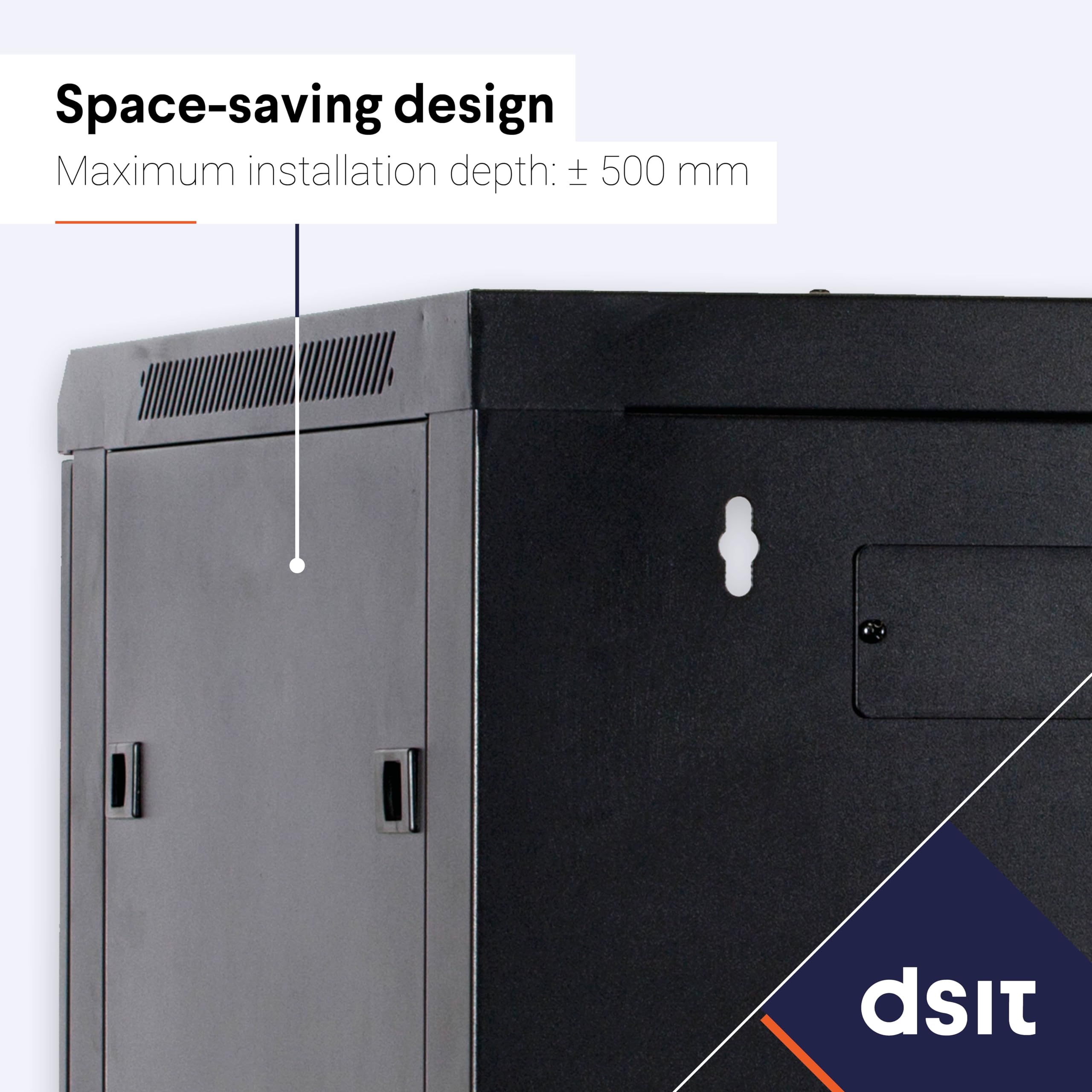 Baseline - Baia per computer da 19 pollici 15 U con porta in vetro 600 x 600 x 770 mm (LxPxH) - Nero - Carico ammissibile 50 kg - Montaggio a parete - Armadio server - Alloggiamento a parete