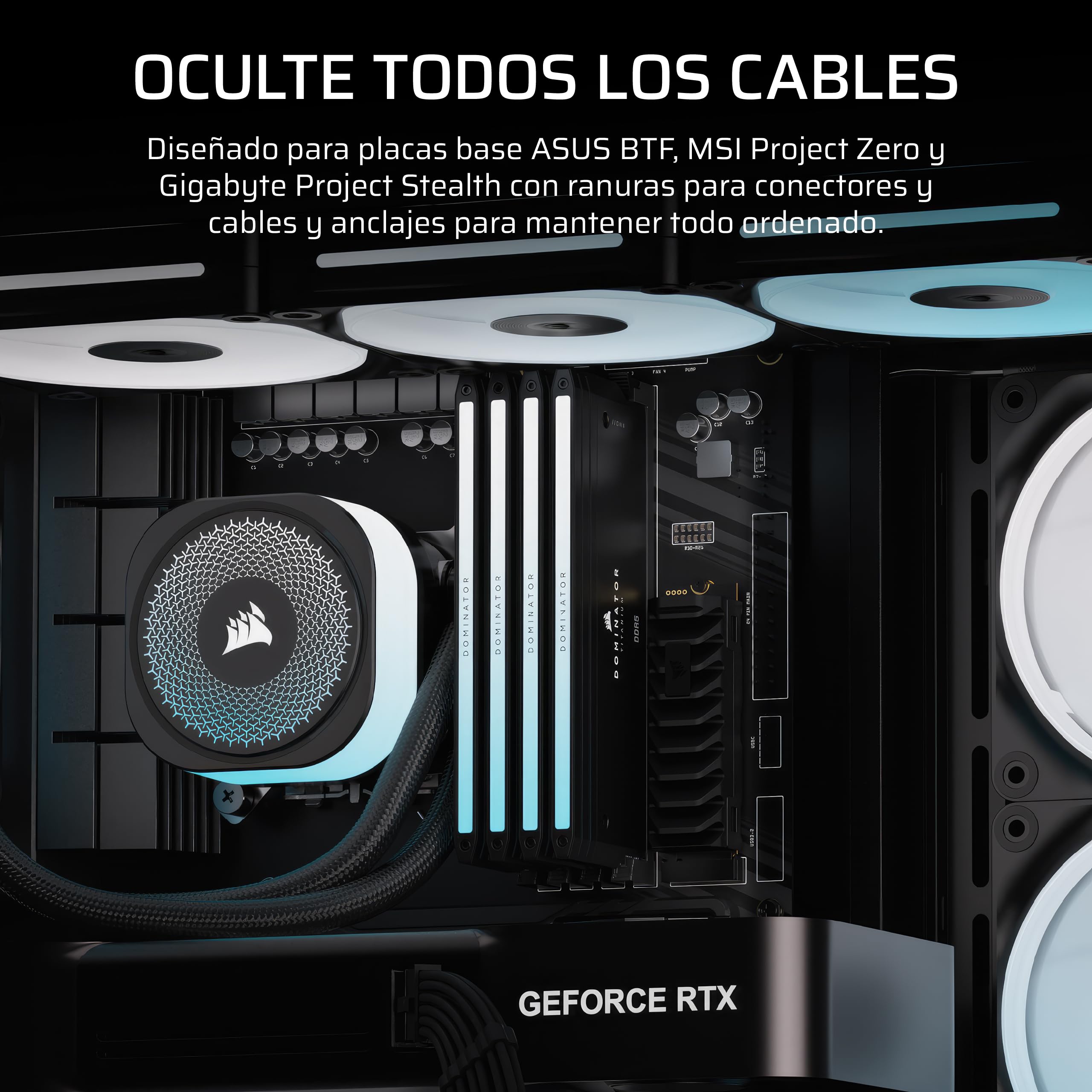CORSAIR Frame 4500X LX-R RGB Link Caja de PC Semitorre con Cristal Panorámico – Sistema de Montaje de InfiniRail, Capacidad para Dos radiadores de 360 mm, Incluye 3 Ventiladores LX120R – Negro