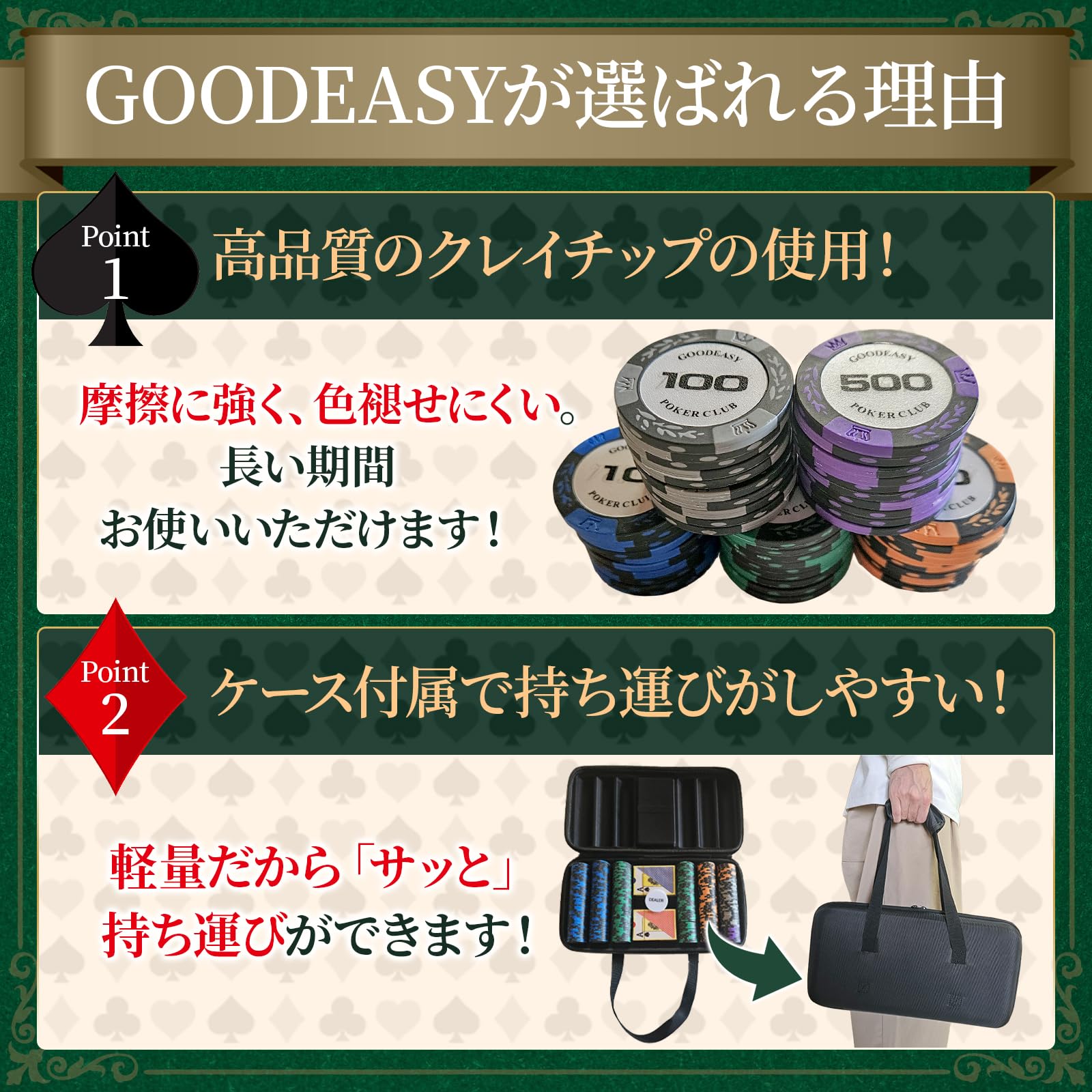 Amazon | GOODEASY ポーカーチップ 500枚 ポーカーセット クレイ